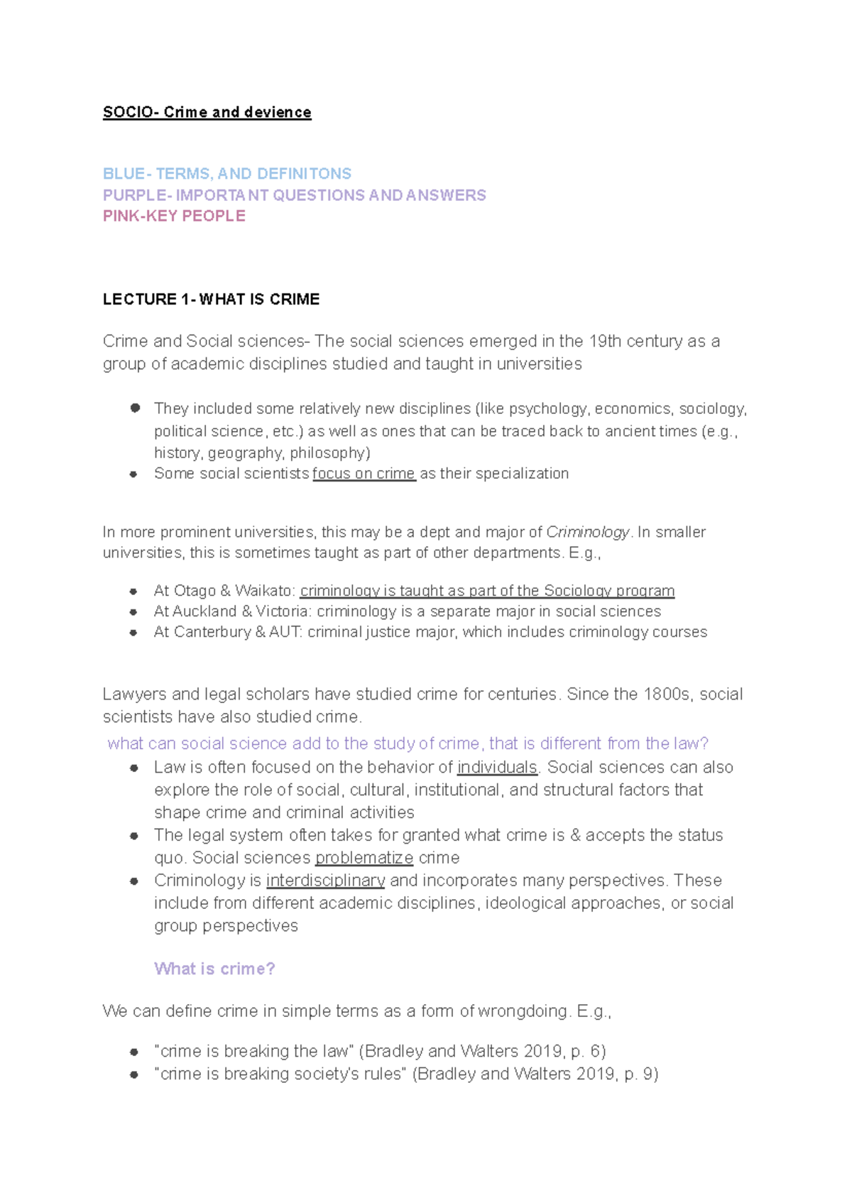 SOCIO- Crime and Deviance: Lecture Notes and Key Concepts - Studocu