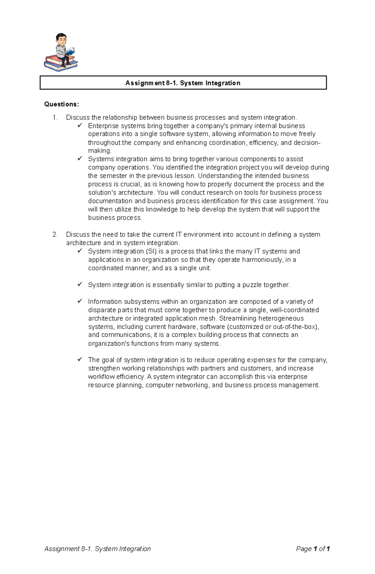 Systems Integration and Architecture 1 - Lecture 10 - Questions ...