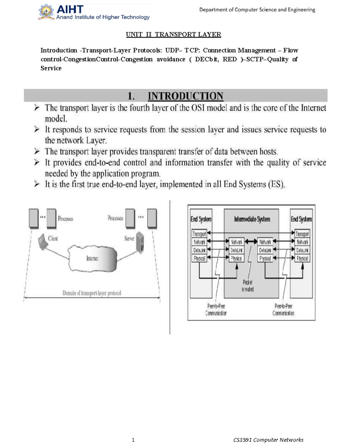 CS3591 Transport Layer Lecture Notes - Studocu