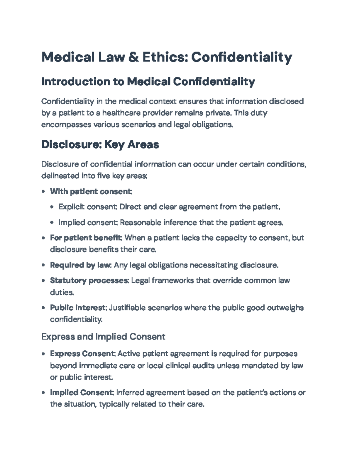 Medical Law & Ethics: Confidentiality Overview and Key Cases - Medical ...