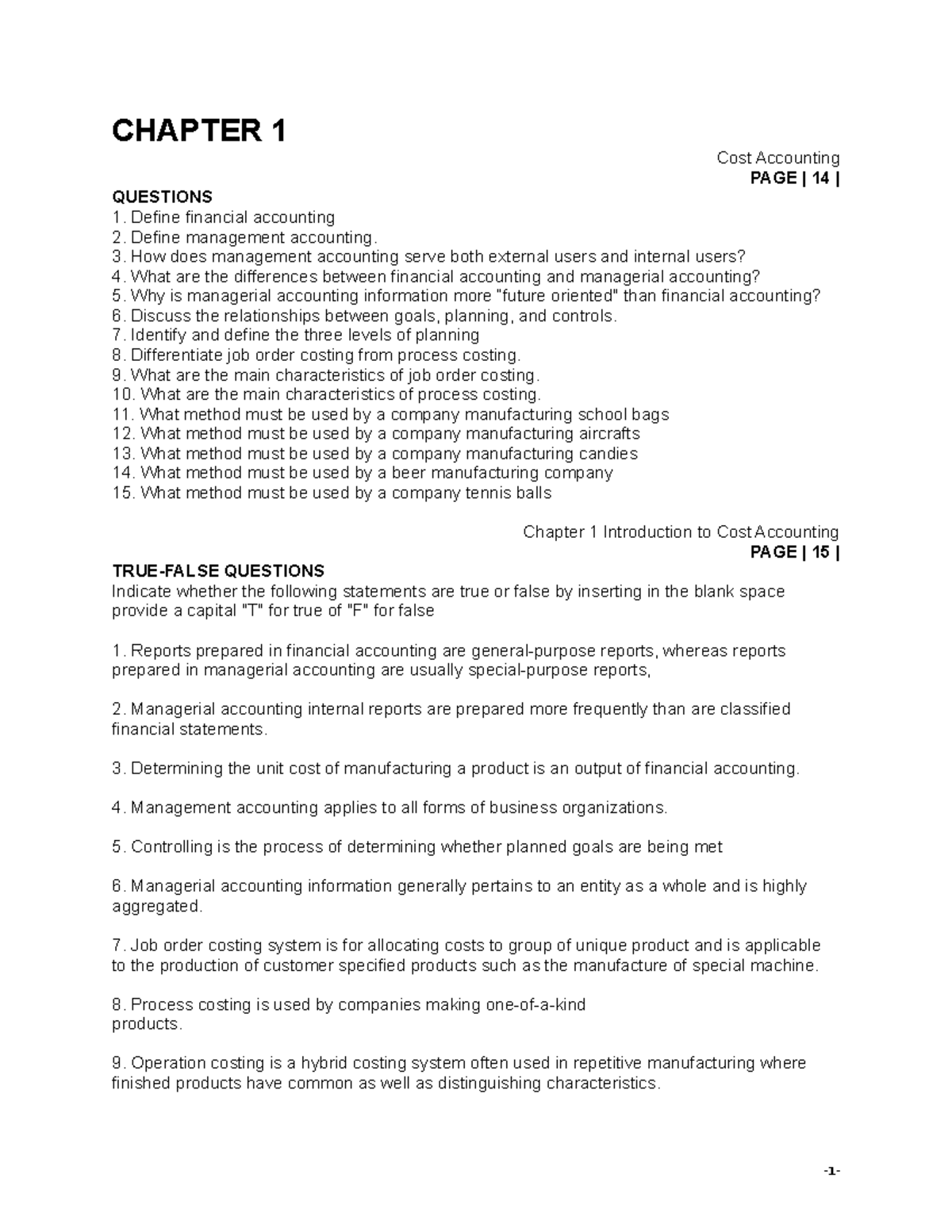 COST Accounting Chapters 1-2 Key Concepts & Activities Guide - Studocu