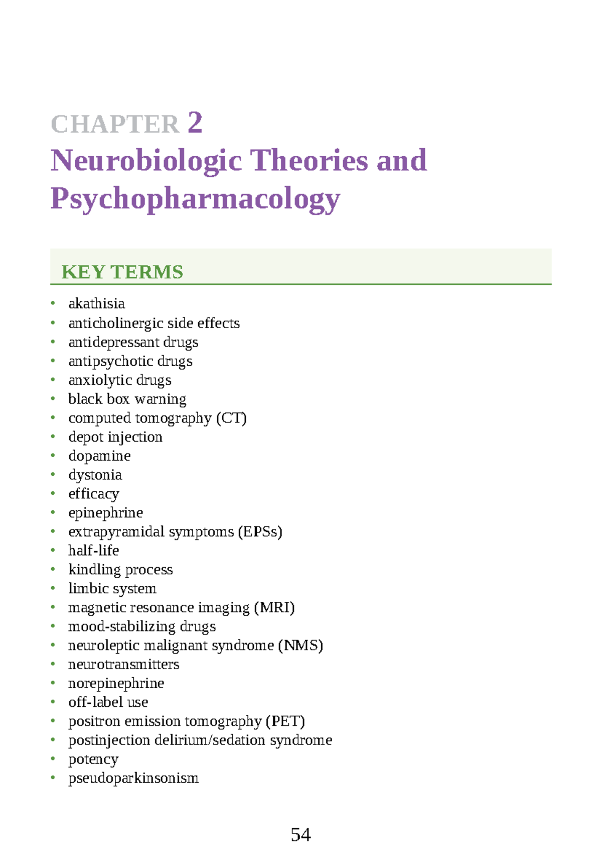 Chapter 2 - Neurobiologic Theories & Psychopharmac…