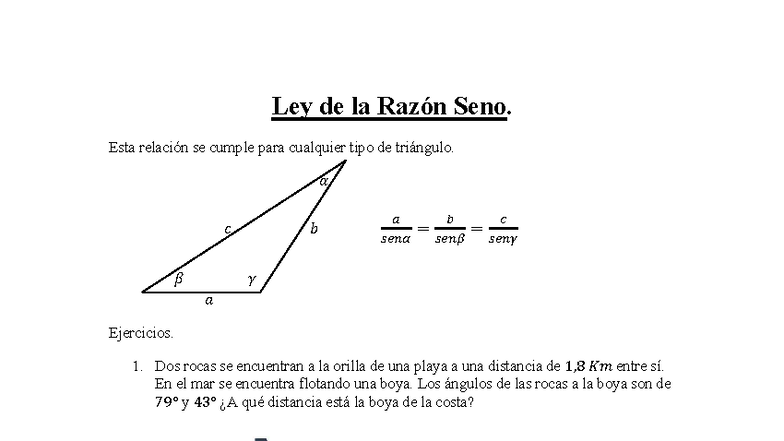 Ley de la Razón Seno - EJERCIOCIOS CON EL DESARROLLO Y RESultados de la ...