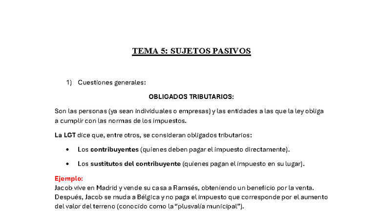 Tema 5: Sujetos Pasivos y Obligaciones Tributarias - Resumen - Studocu