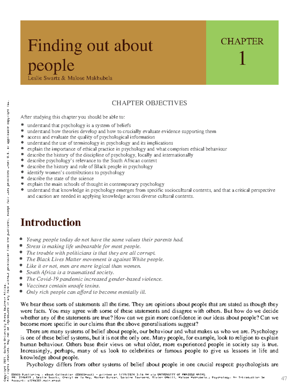 Psychology: An Introduction - Chapter 1 Overview - Studocu