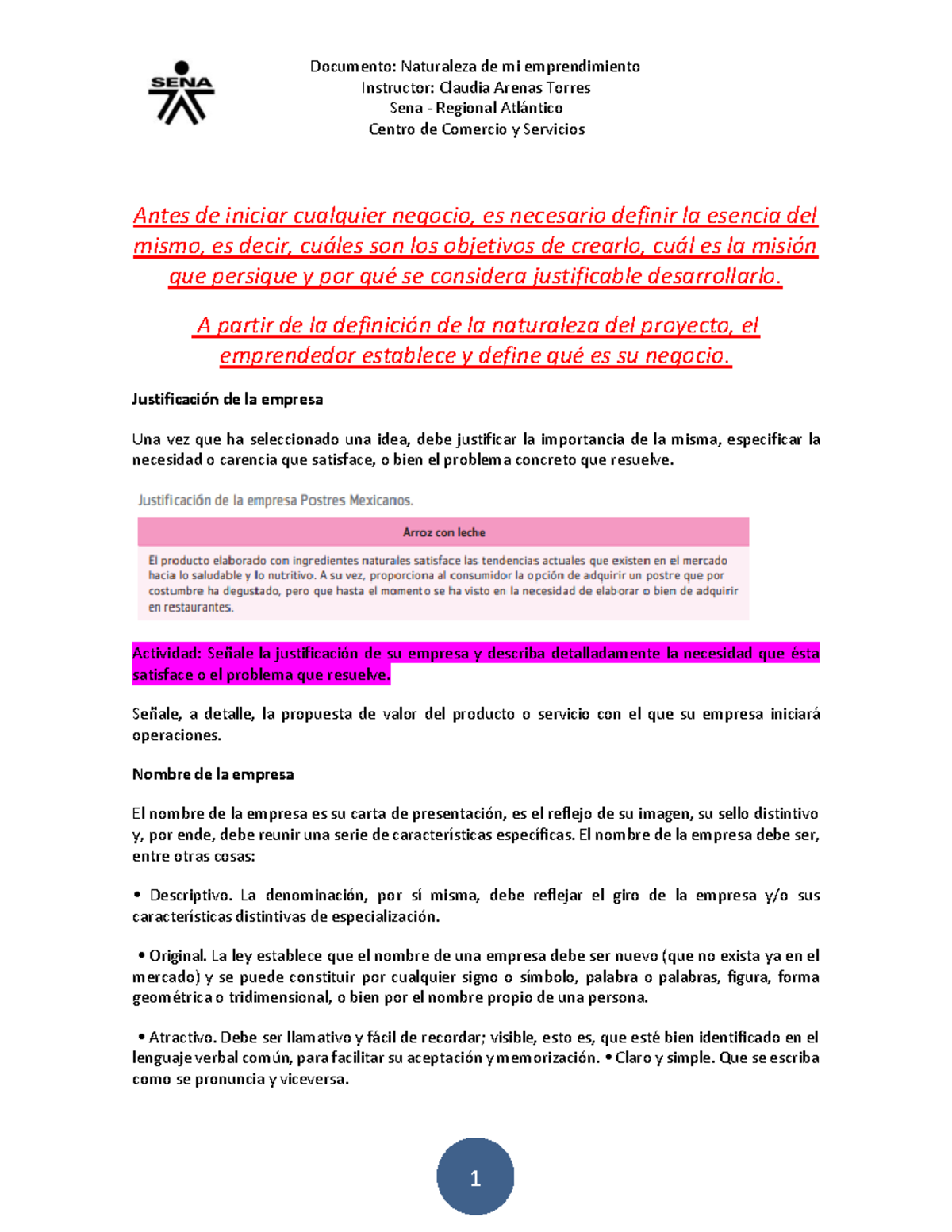 Misión y Visión para Emprendimiento: Guía Práctica (SENA) - Document Preview