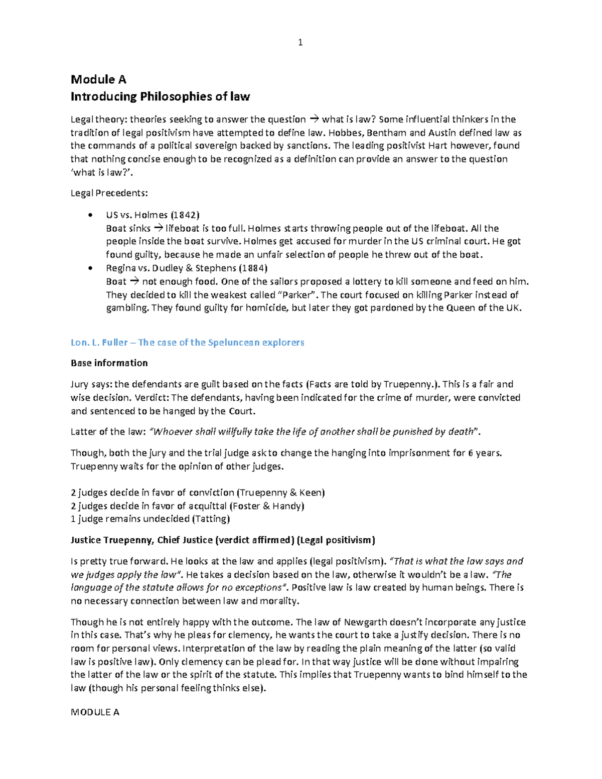 Philosophy of Law Summary: Module A & B Insights and Case Studies ...