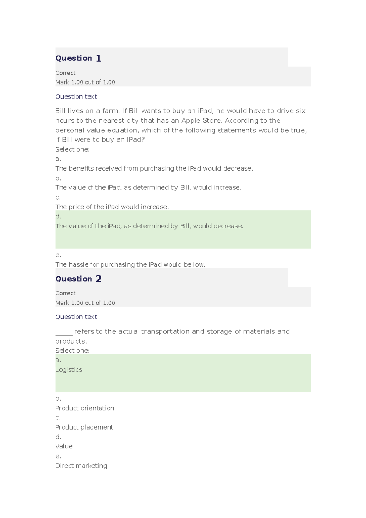first quizzes what is marketing - Question 1 Correct Mark 1 out of 1 ...