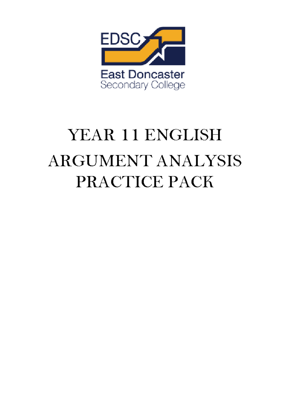 Year 11 English Argument Analysis Practice Pack 2022 (13) - Studocu