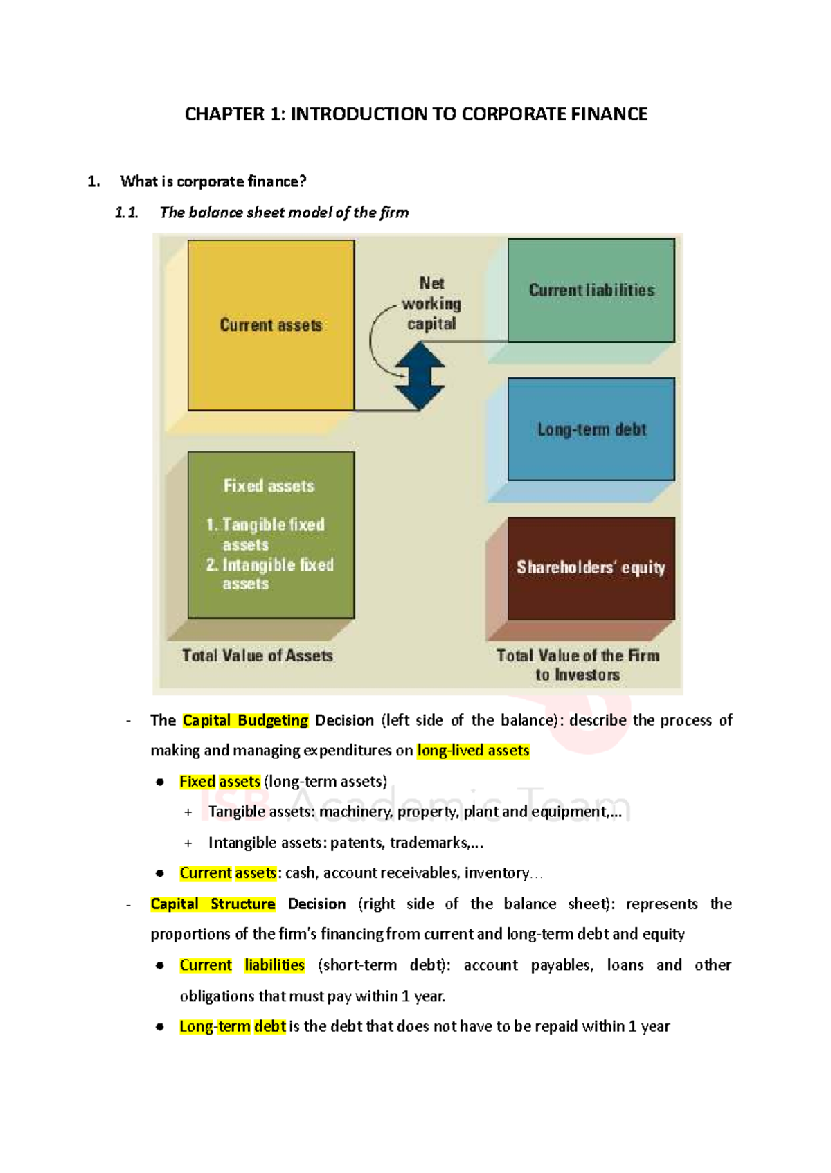 CHAPTER 1: INTRODUCTION TO CORPORATE FINANCE (CF) - Key Concepts and ...