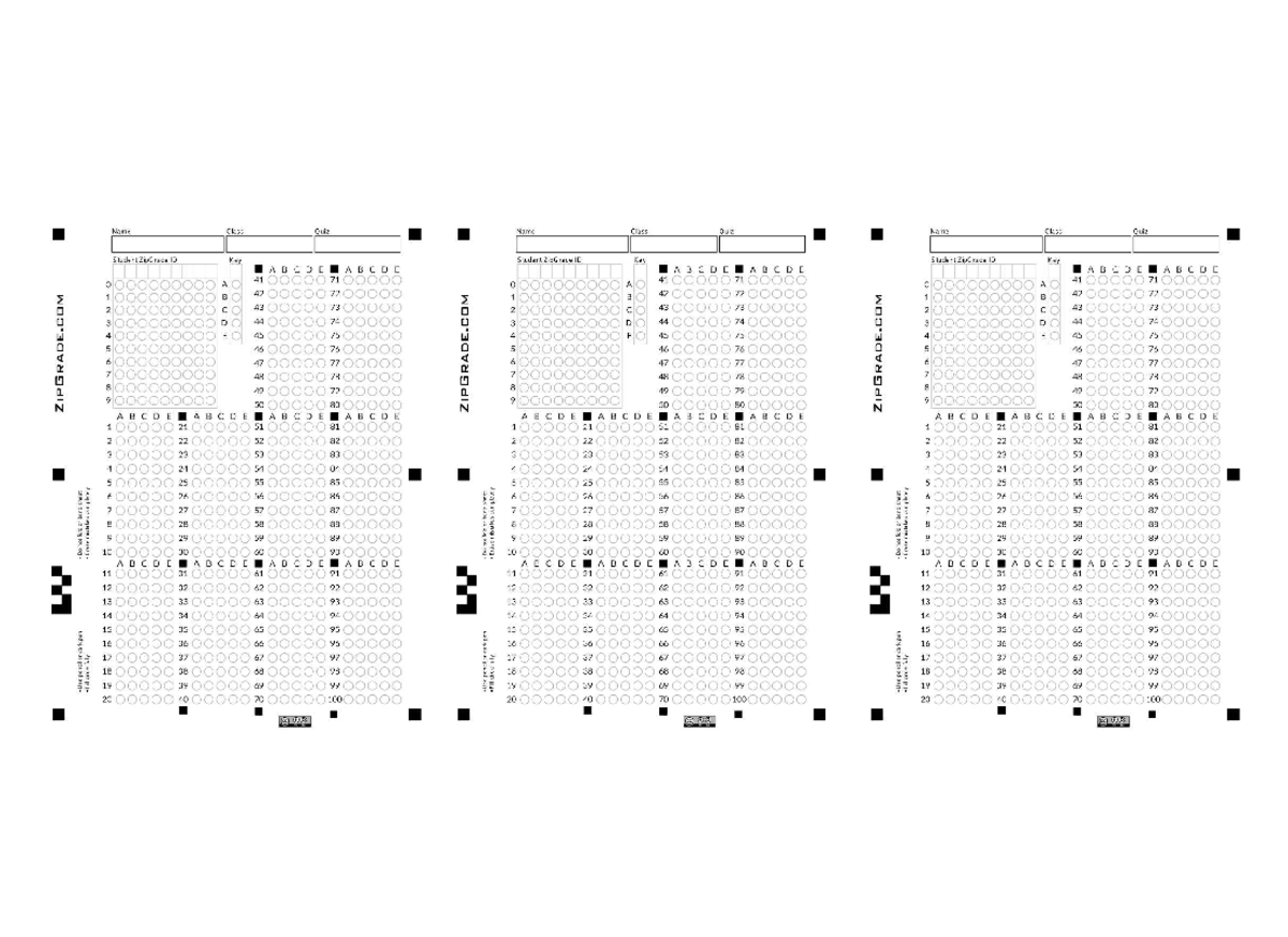 ZIP Grade Quiz: 100 Item Answer Key - Studocu
