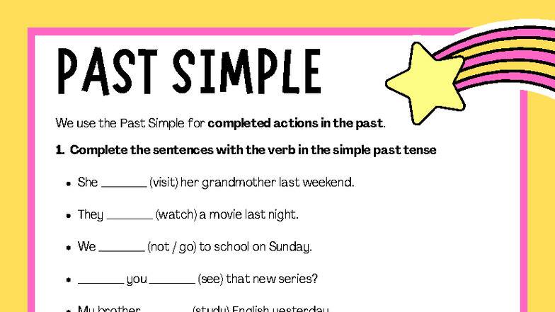 Inglés Expo Práctica Grupo 1: Past Simple Exercises - Studocu