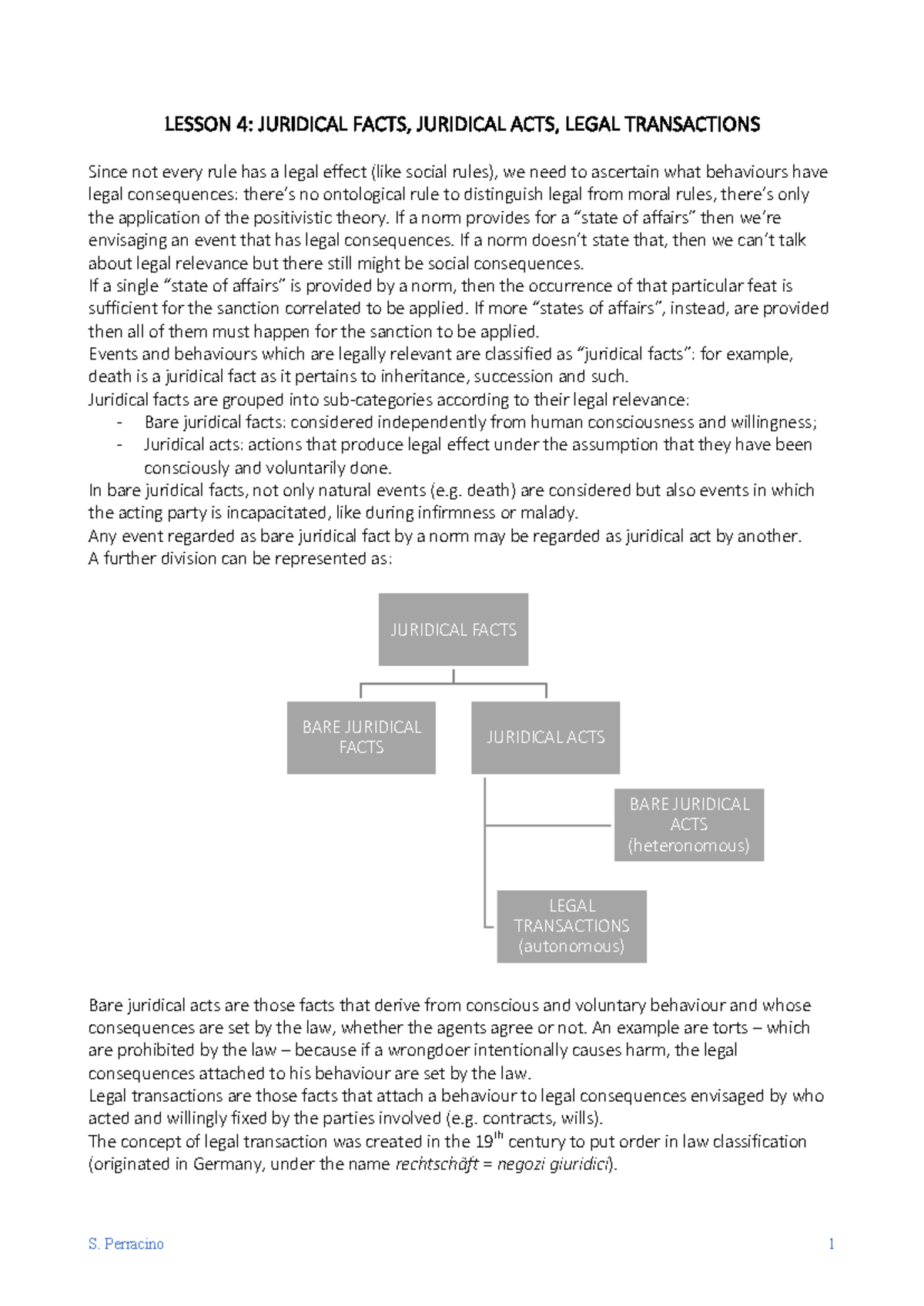 Appunti su Juridical facts, juridical acts and legal trasactions ...