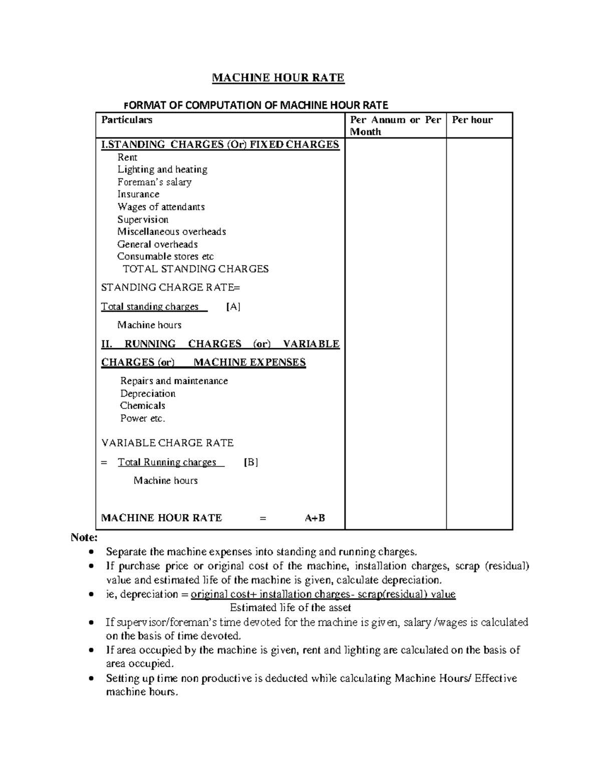 MACHINE HOUR RATE COMPUTATION GUIDE - END TERM 2018 - Studocu