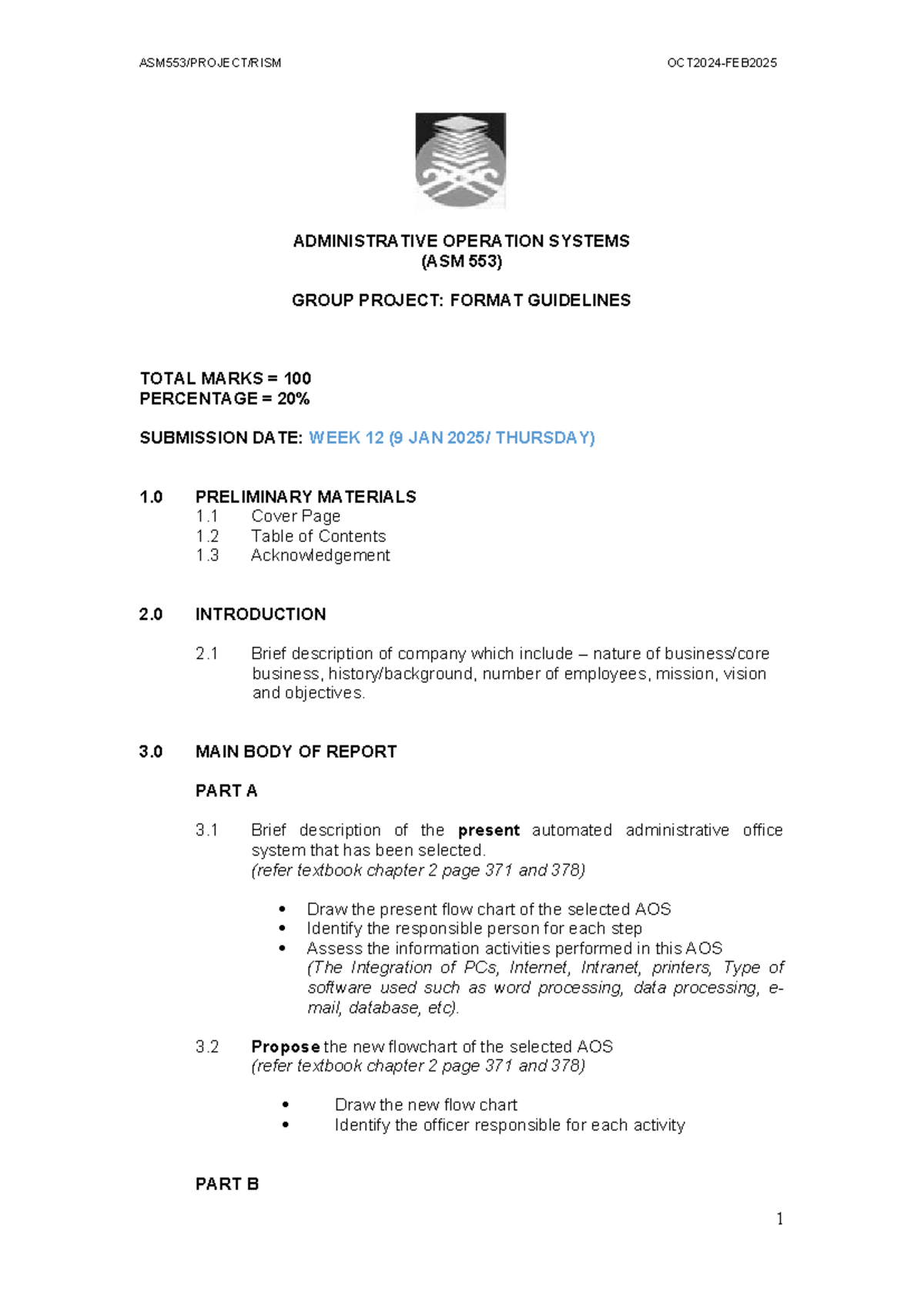 ASM 553 Group Project: Administrative Operation Systems Guidelines ...