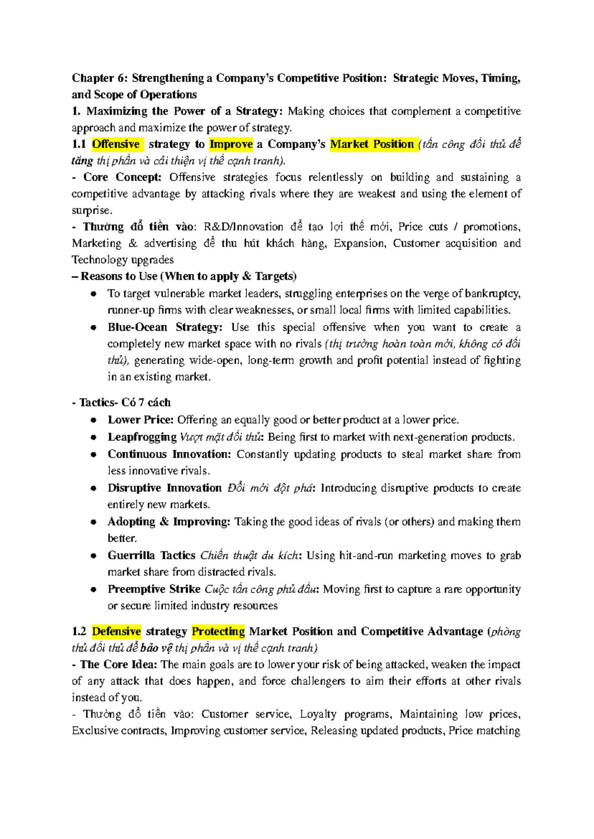 Chapter 6: Strategic Moves for Competitive Advantage in SFI - Studocu
