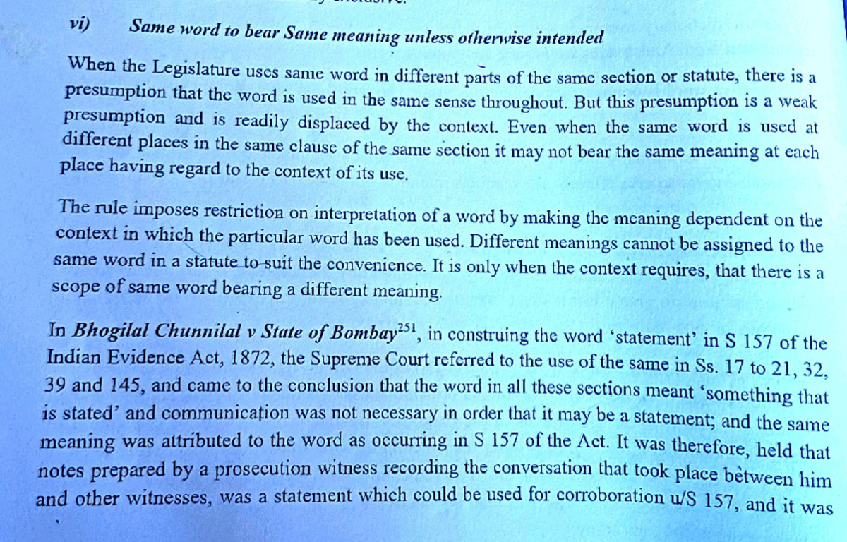 Same Word, Same Meaning: Subsidiary Rules in Statutory Interpretation ...