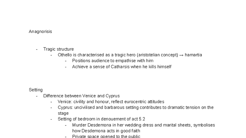 Contextual Analysis of Othello - Notes (ENG 101) - Studocu