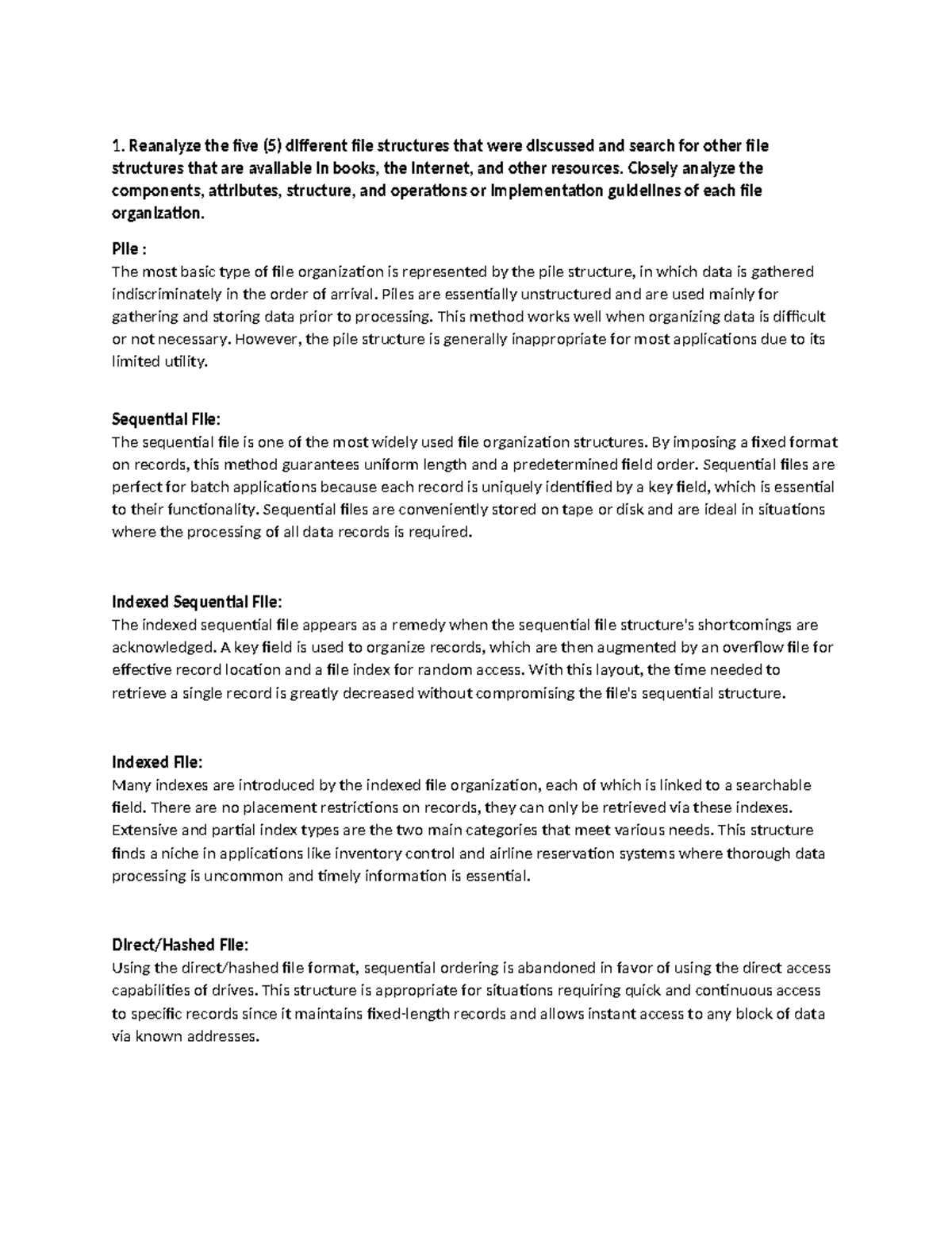 08 Task Performance 1 - ARG - Reanalyze the five (5) different file ...