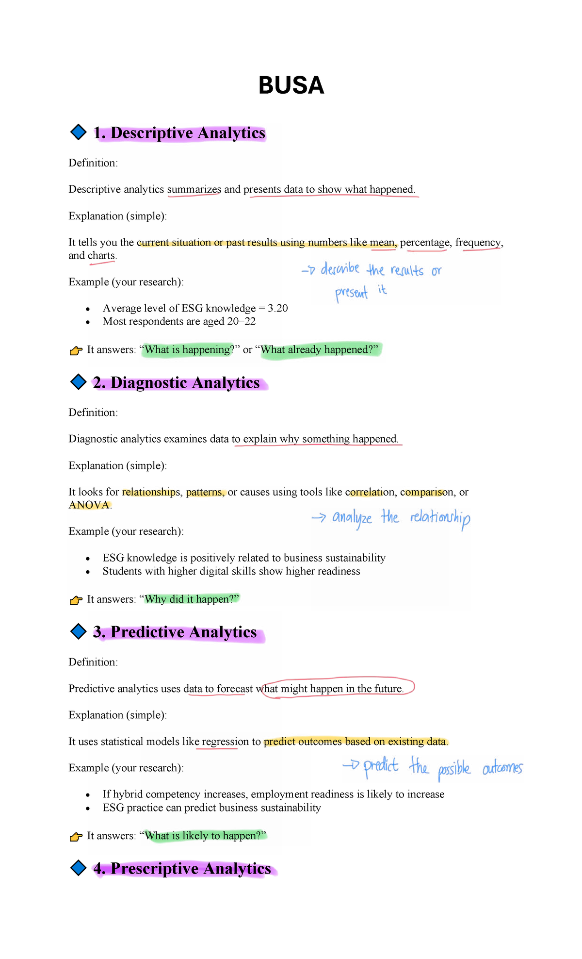 BUSA 1. Descriptive, Diagnostic, Predictive & Prescriptive Analytics ...