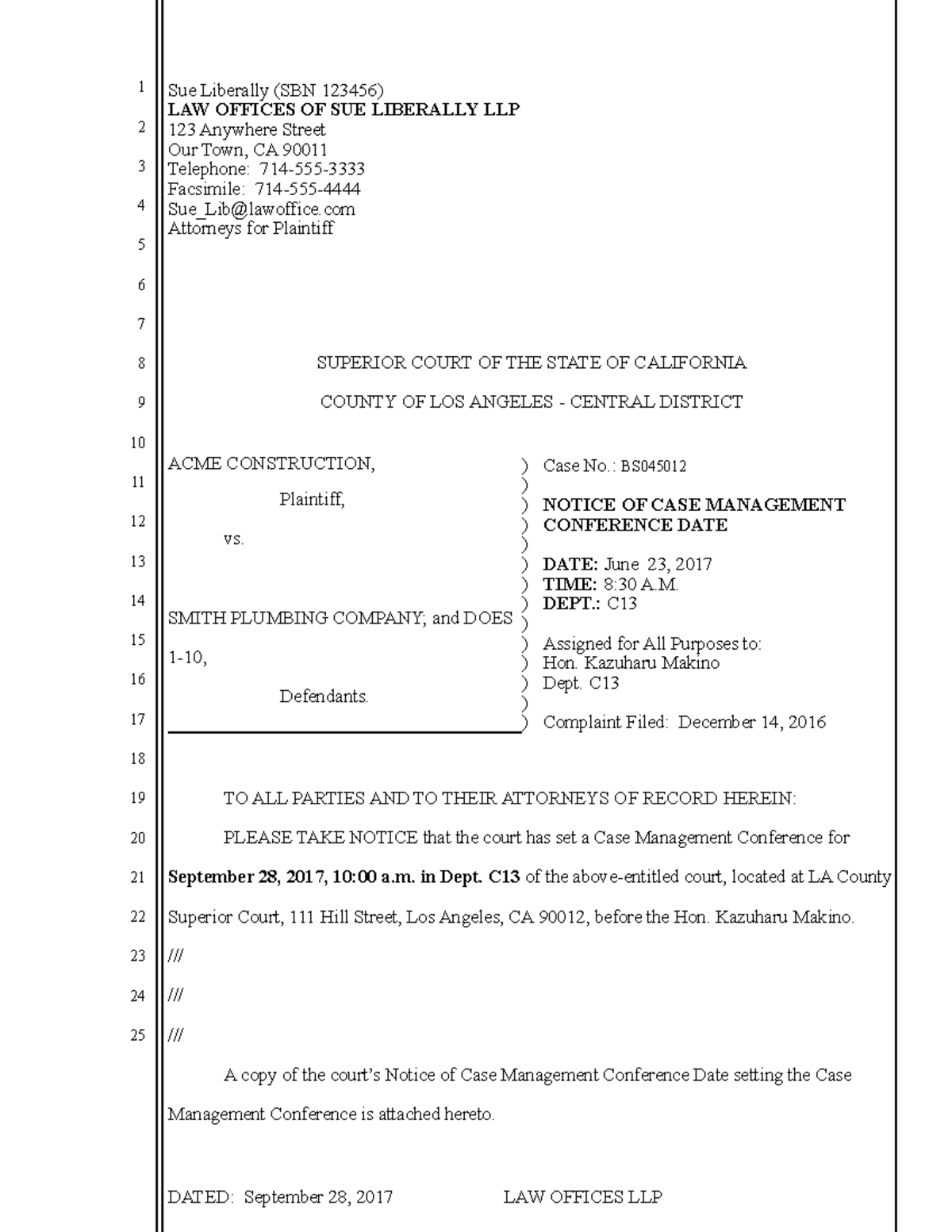 LAW 210 - Notice of Case Management Conference - Assignment Document ...