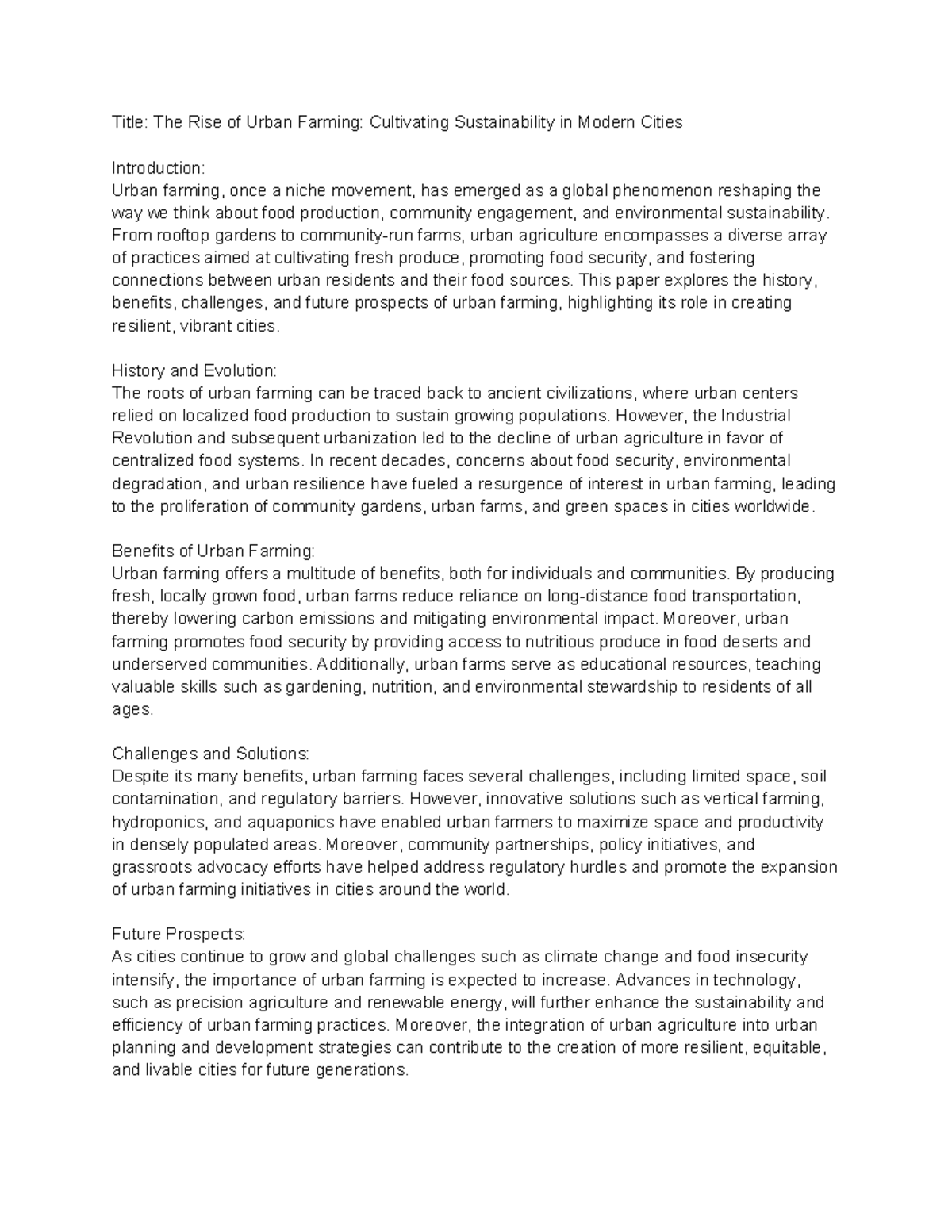 Title The Rise of Urban Farming Cultivating Sustainability in Modern ...