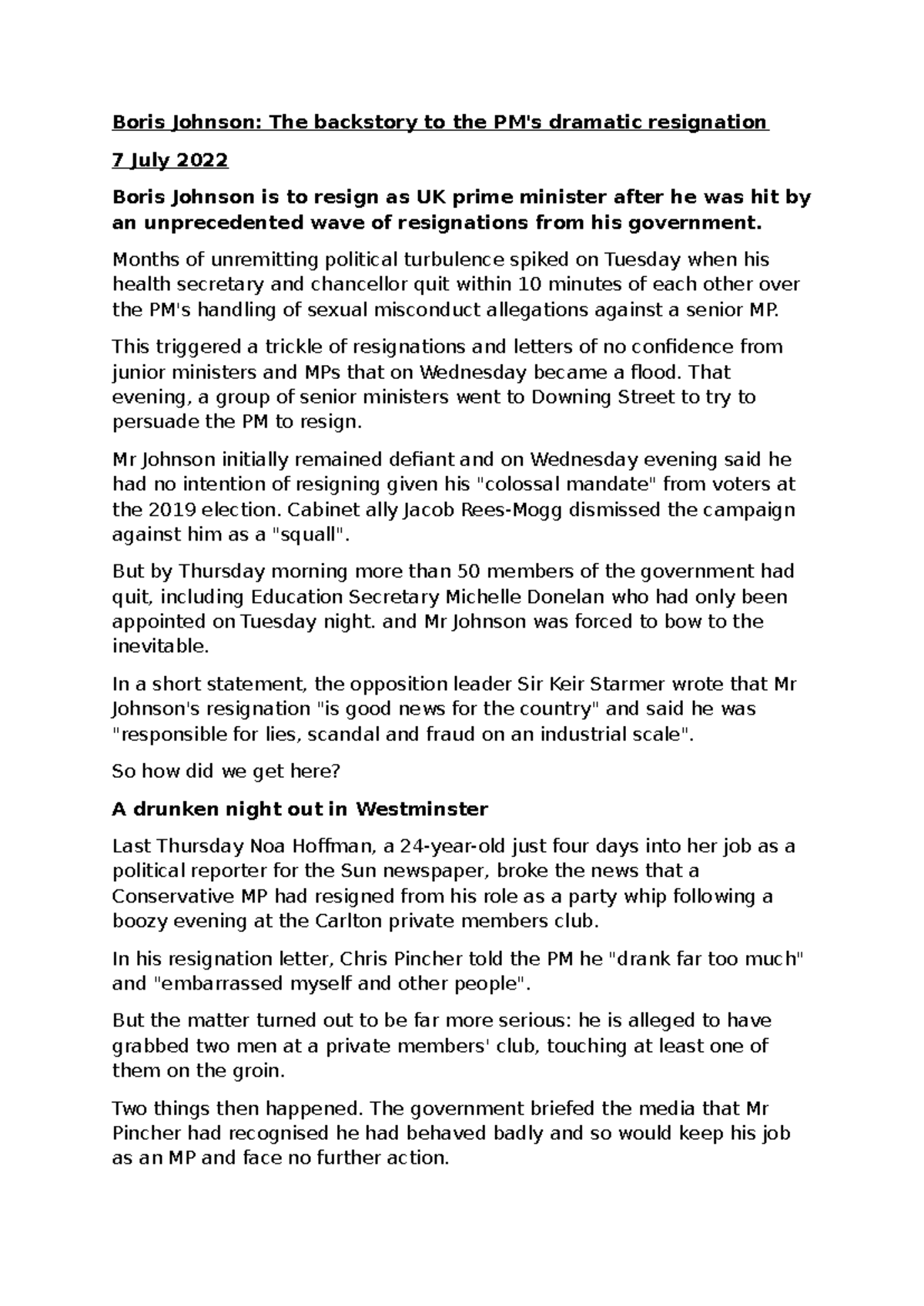 1. Boris Johnson Resignation - Boris Johnson: The backstory to the PM's ...