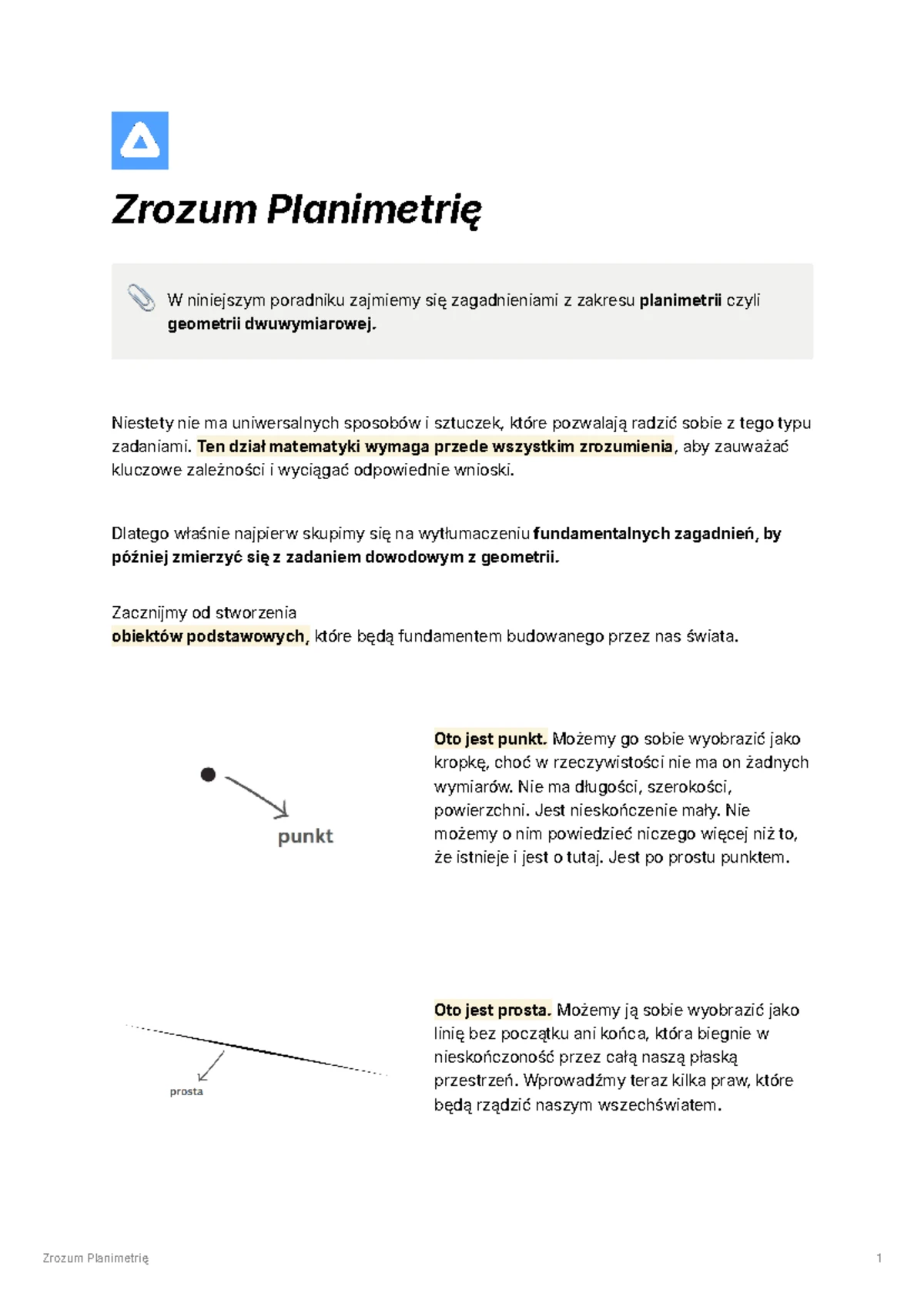 5. Planimetria – klasówka (poziom łatwiejszy) Test (z widoczną
