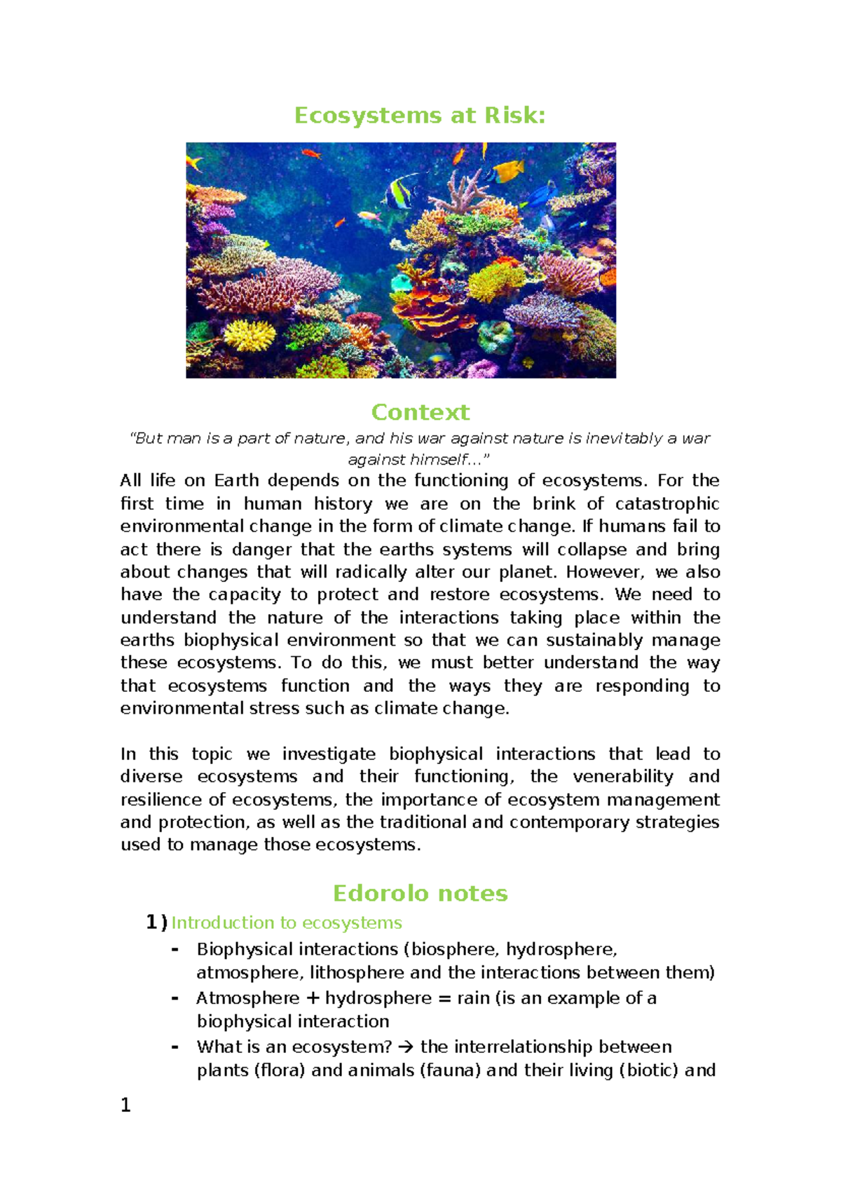 Ecosystems at Risk: Understanding Climate Change & Management ...