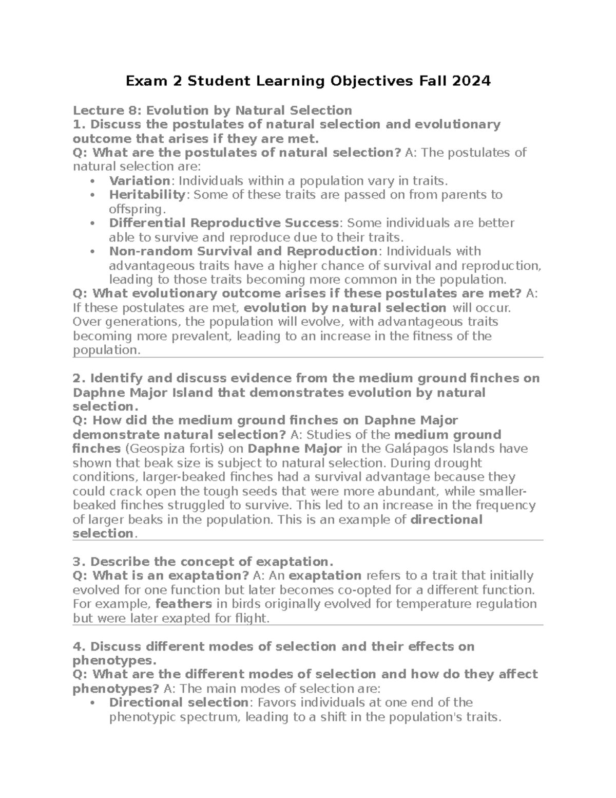 Exam 2 Student Learning Objectives 2024 - Exam 2 Student Learning ...