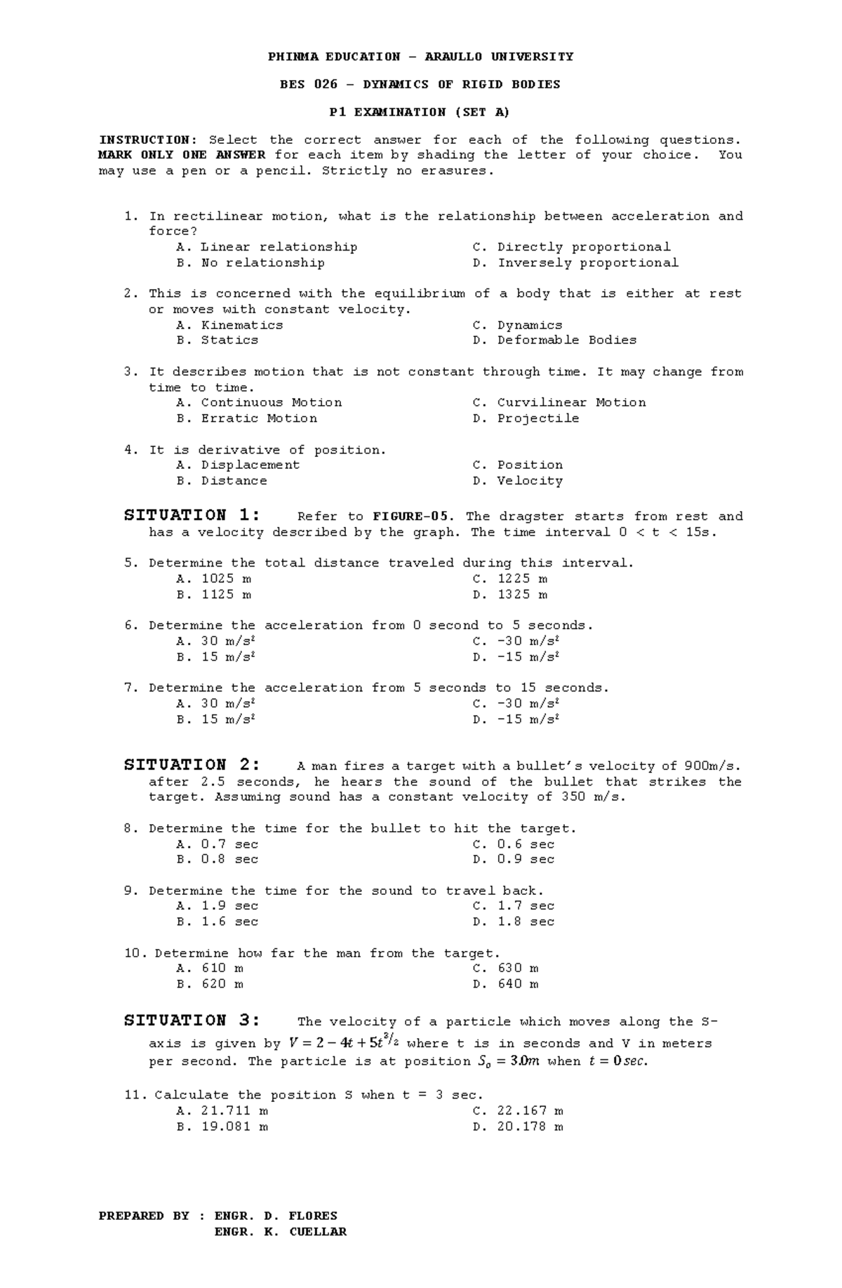 PHINMA EDUCATION ARAULLO UNIVERSITY BES 026 DYNAMICS OF RIGID BODIES P1 ...