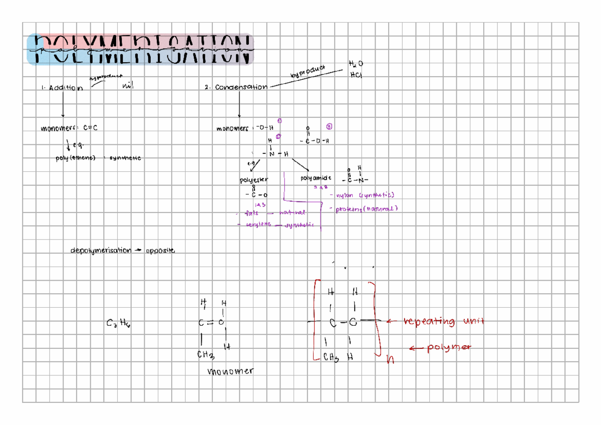 Polymerisation Overview and Key Concepts - Studocu