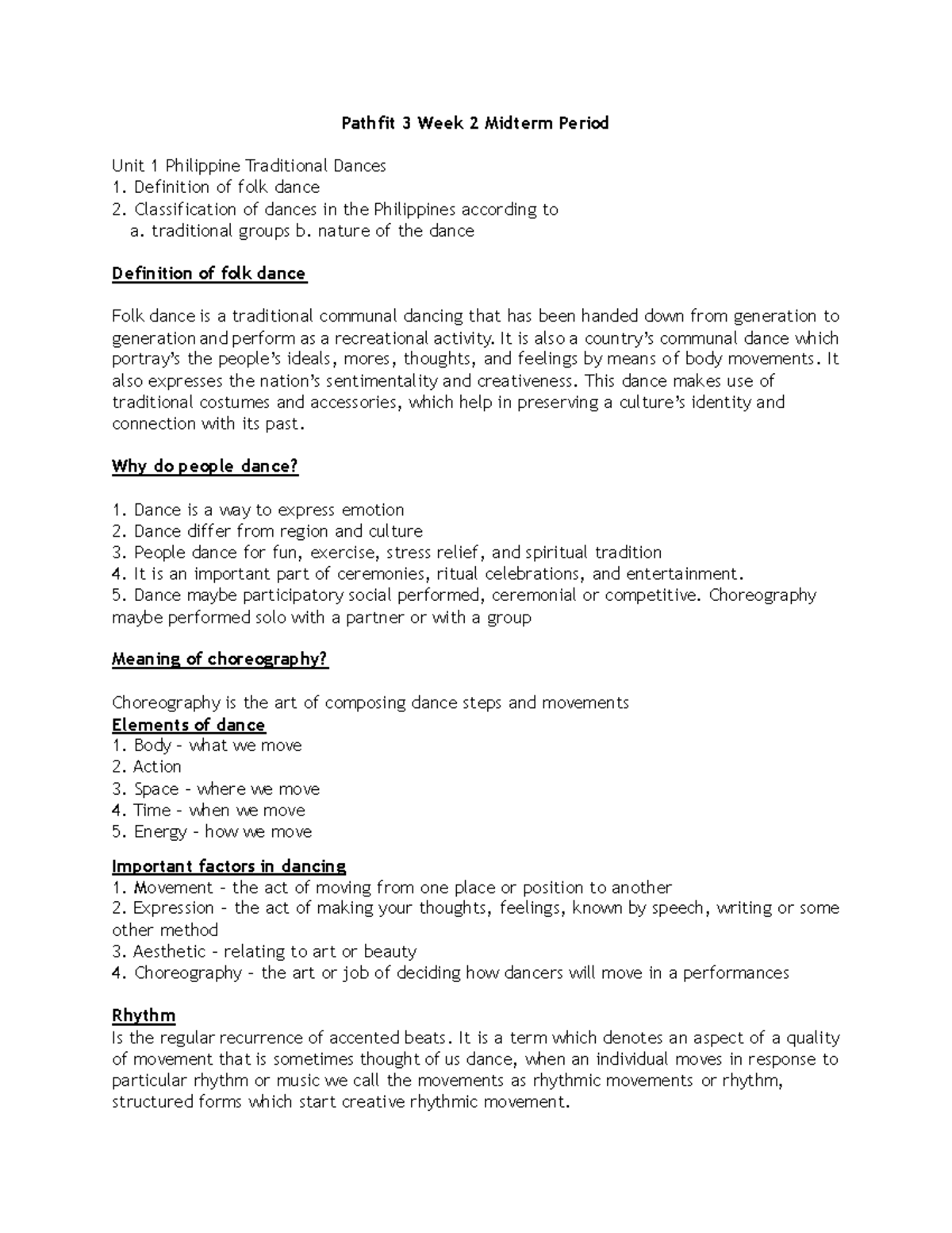 Pathfit 3 Midterm: Philippine Traditional Dances Overview - Document Preview