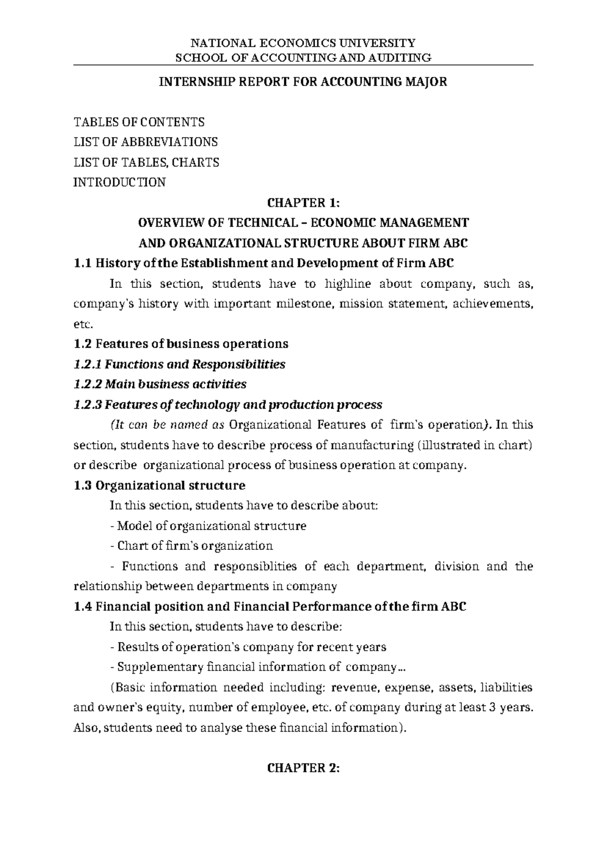 1 Internship Report - NOTE - NATIONAL ECONOMICS UNIVERSITY SCHOOL OF ...