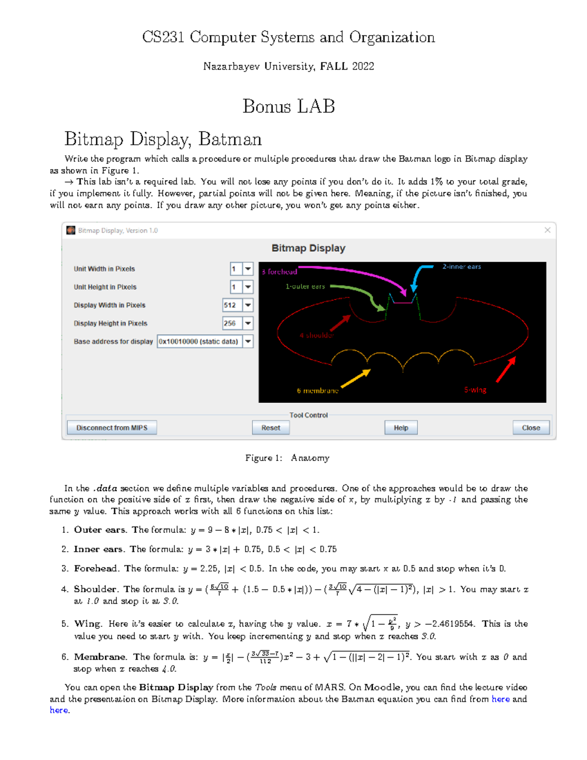 CS231 Bonus Lab: Creating Batman Logo in Bitmap Display - Fall 2022 ...