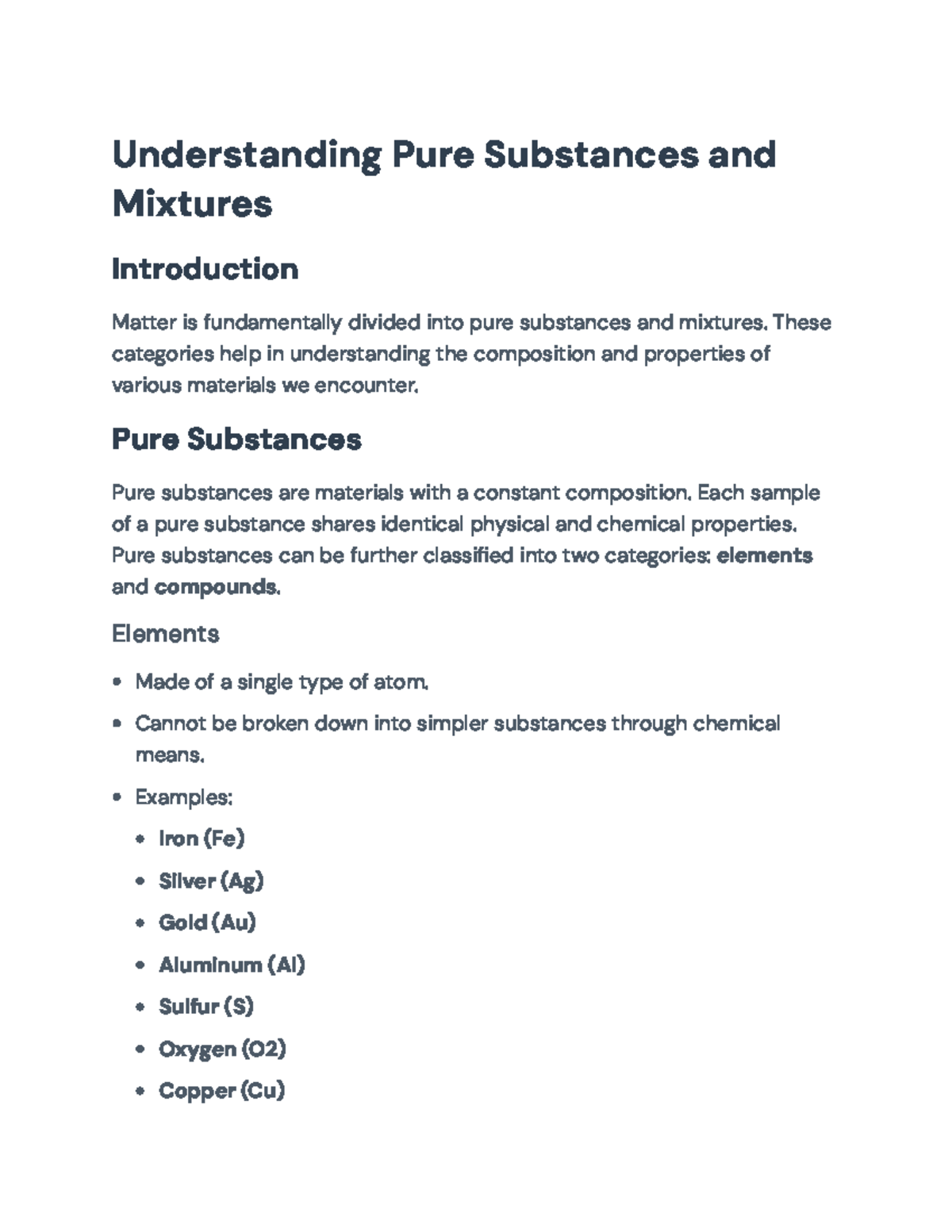 Understanding Pure Substances and Mixtures: Key Concepts and Examples ...