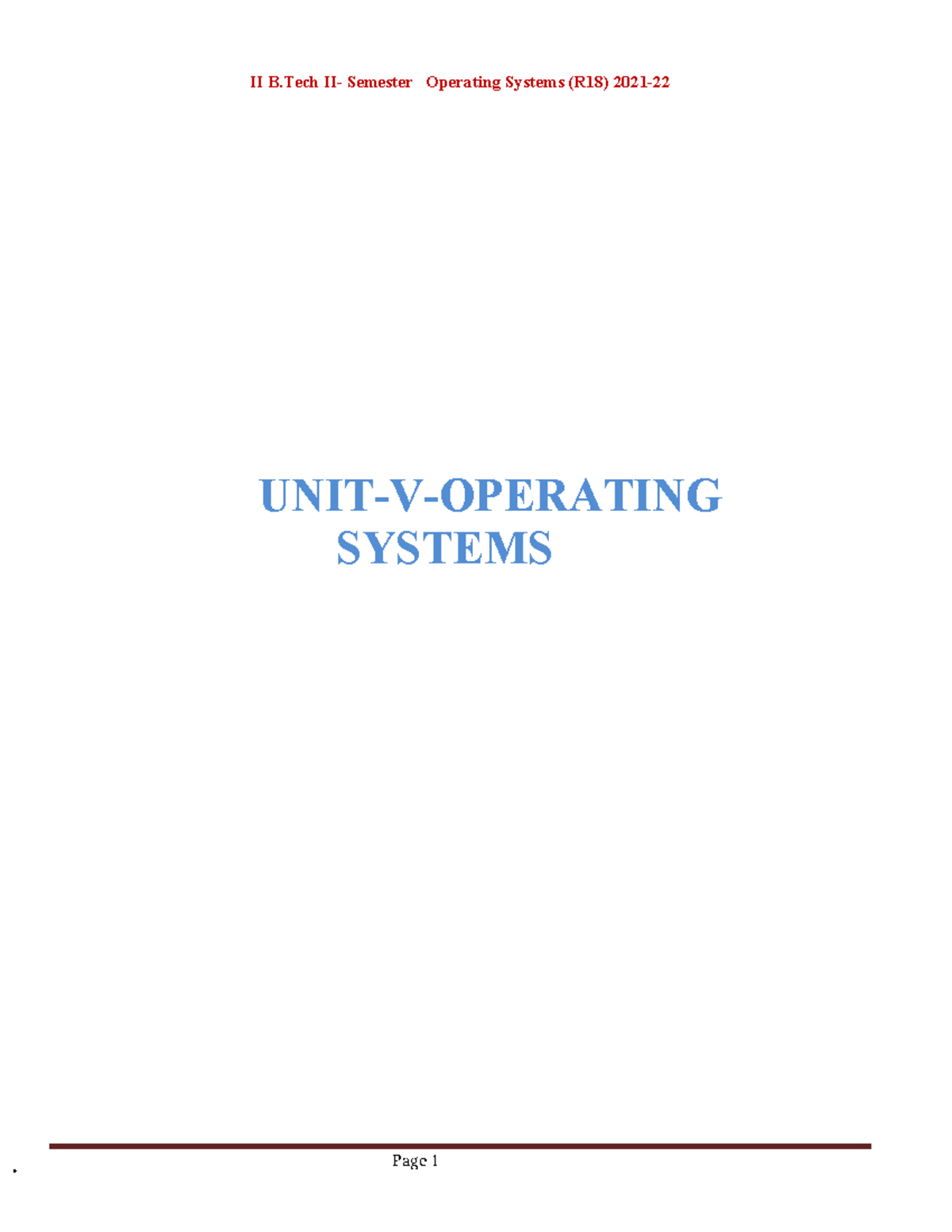 II B.Tech Semester Operating Systems (R18) File System Concepts and ...