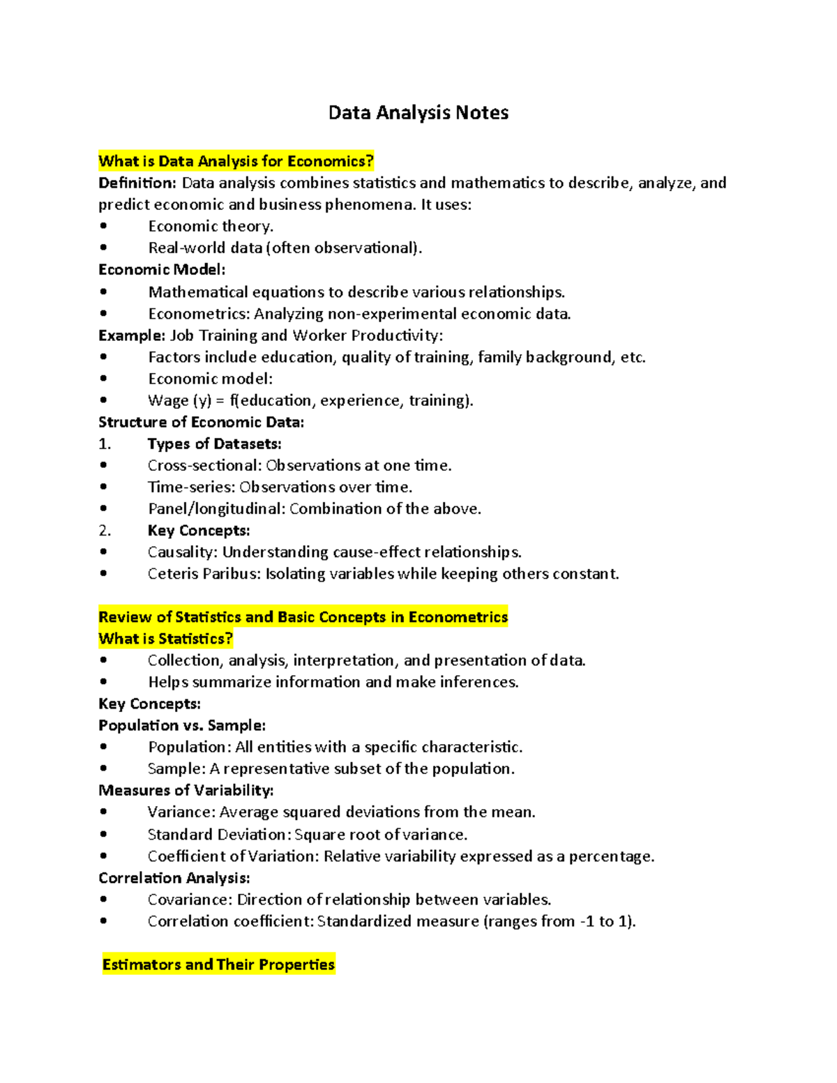 Data Analysis notes - summary of the important "theory" parts of data ...