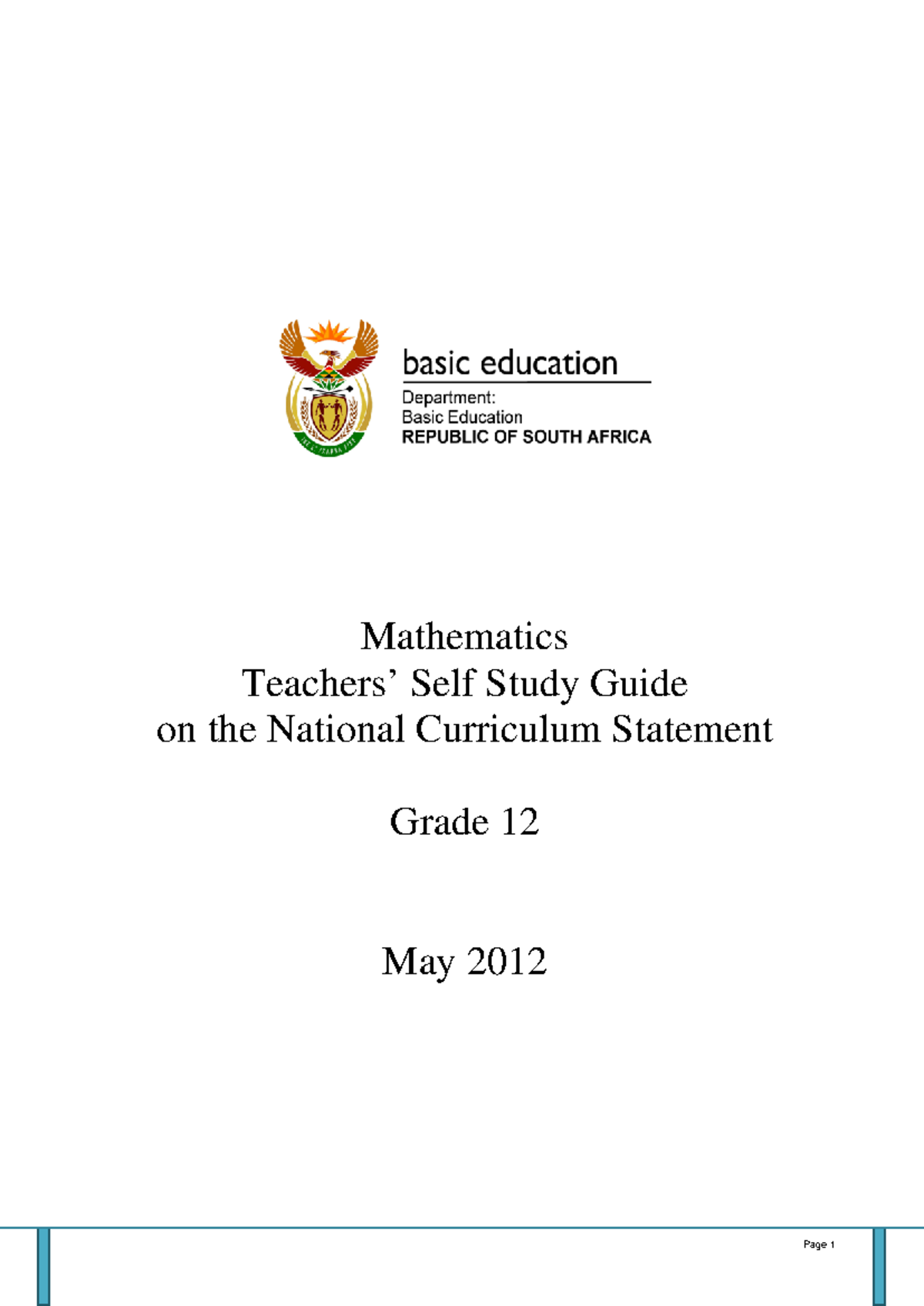 2012 Maths Grade 12 Study Guide - Mathematics Teachers’ Self Study ...