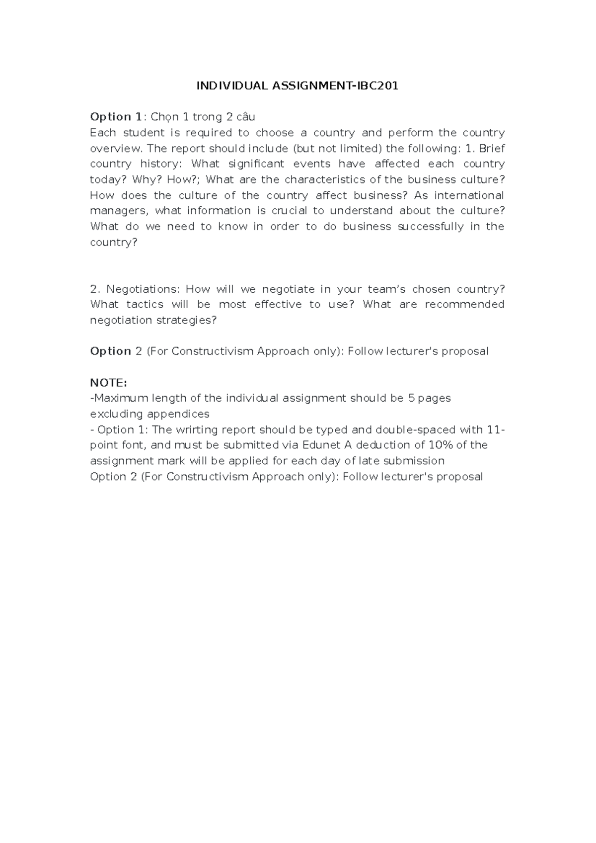 Individual Assignment: Country Overview & Negotiation Strategies ...