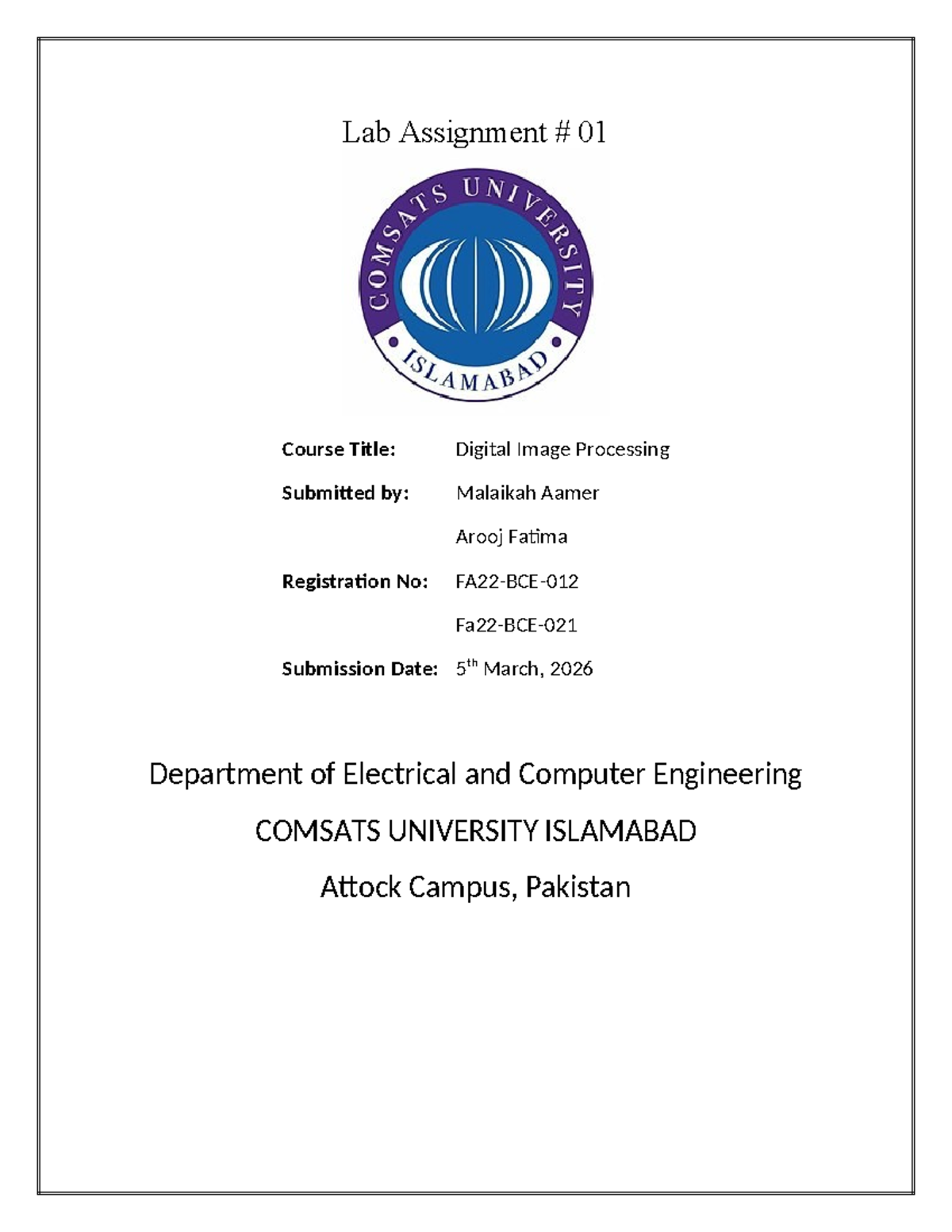DIP-Assign-01: Lab Assignment on Vectors & Matrices in Image Processing ...