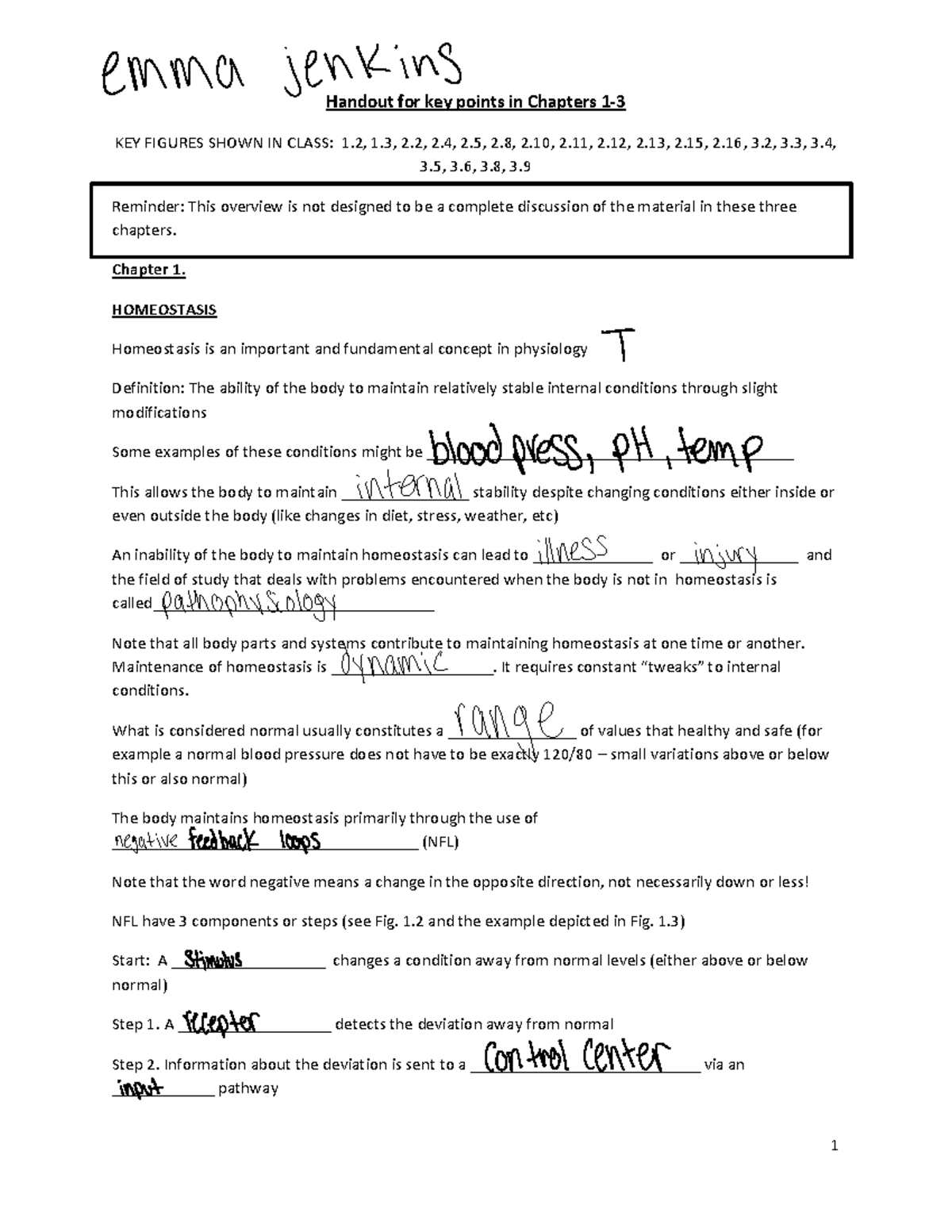 Bio Review Handout: Key Points from Chapters 1-3 - Studocu