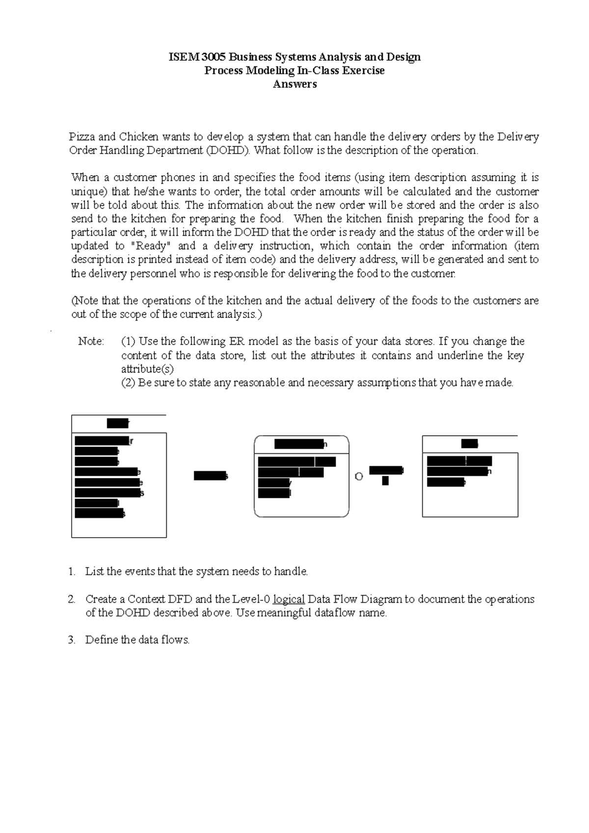 ISEM 3005 Final Exam In-Class Exercise: Data Flow Diagram & Answers ...