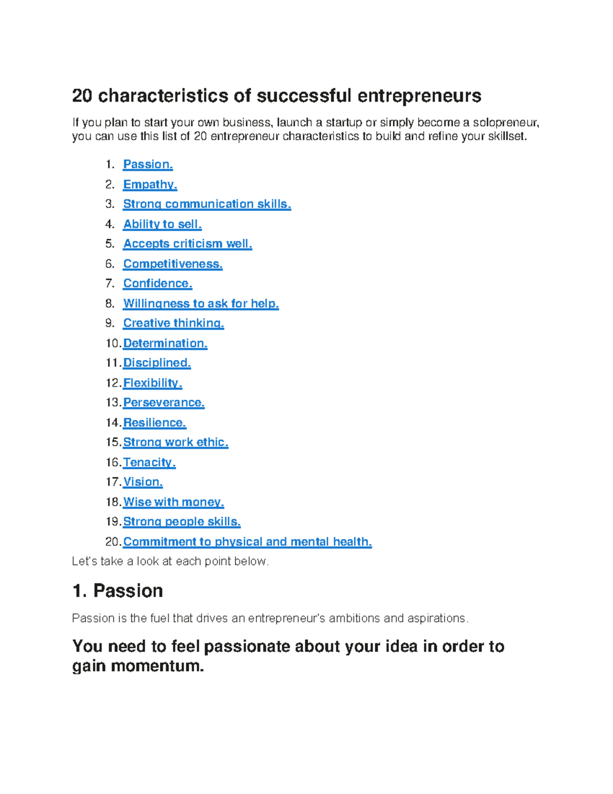 20 Essential Characteristics of Successful Entrepreneurs - Studocu