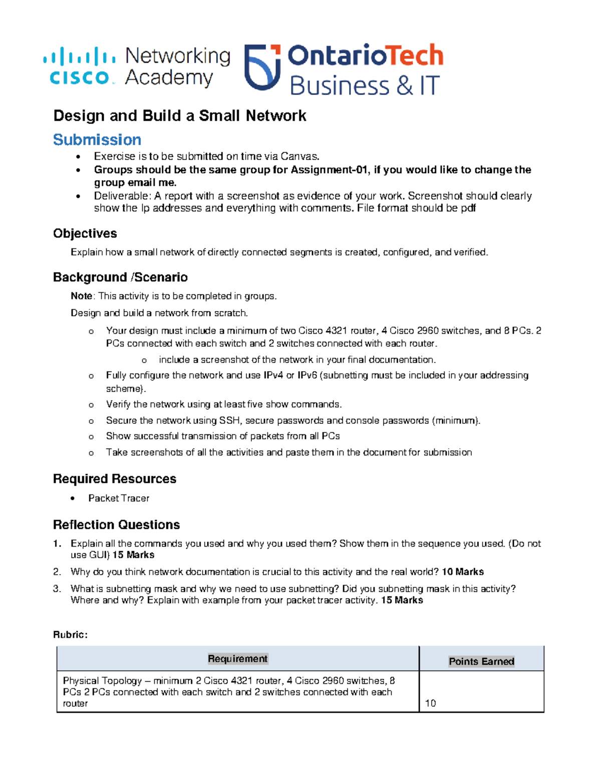 BUSI3580 - Network Design & Configuration Assignment Report - Studocu