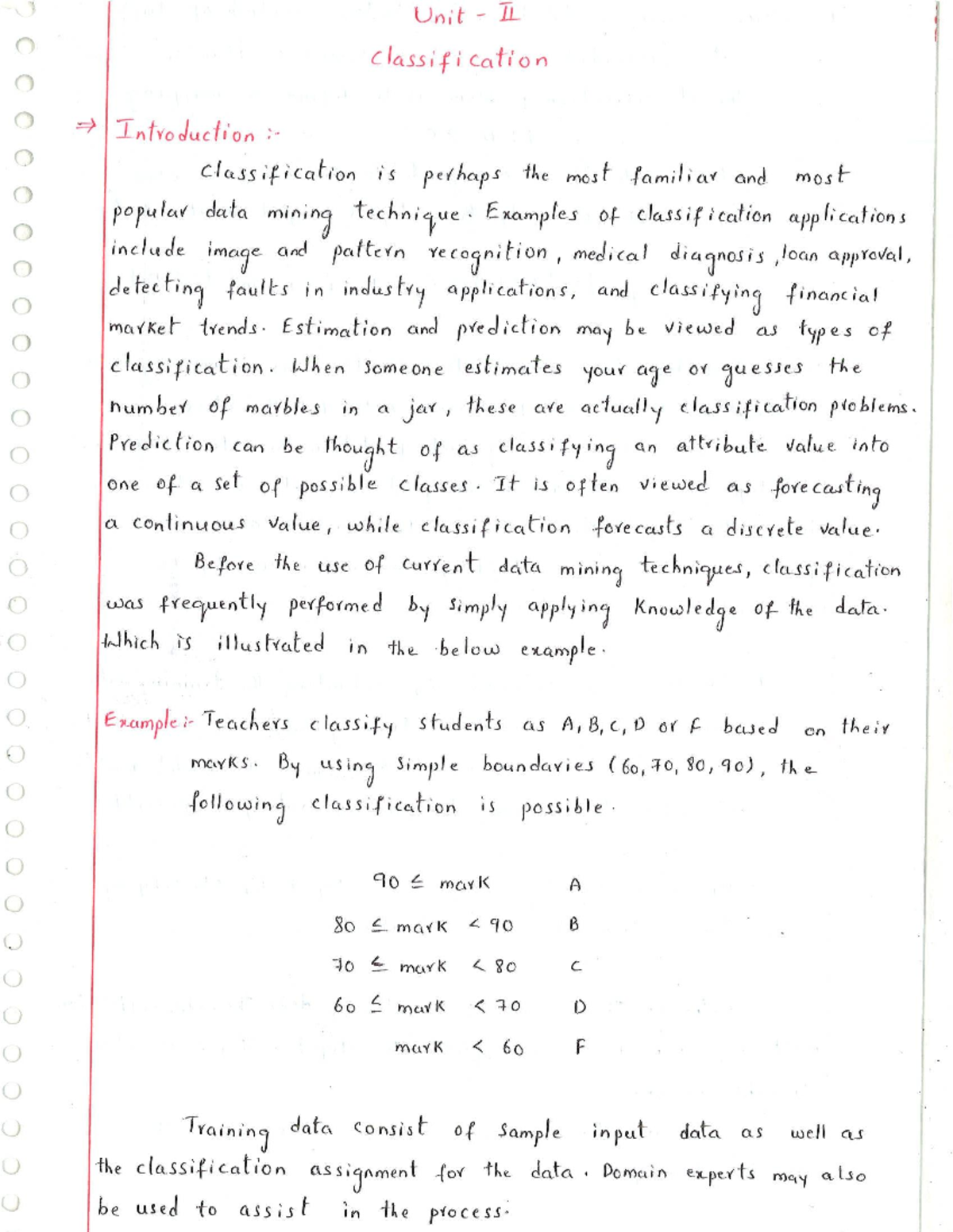 Unit 2 - Classification - Unit II classifi cation Introduction ...