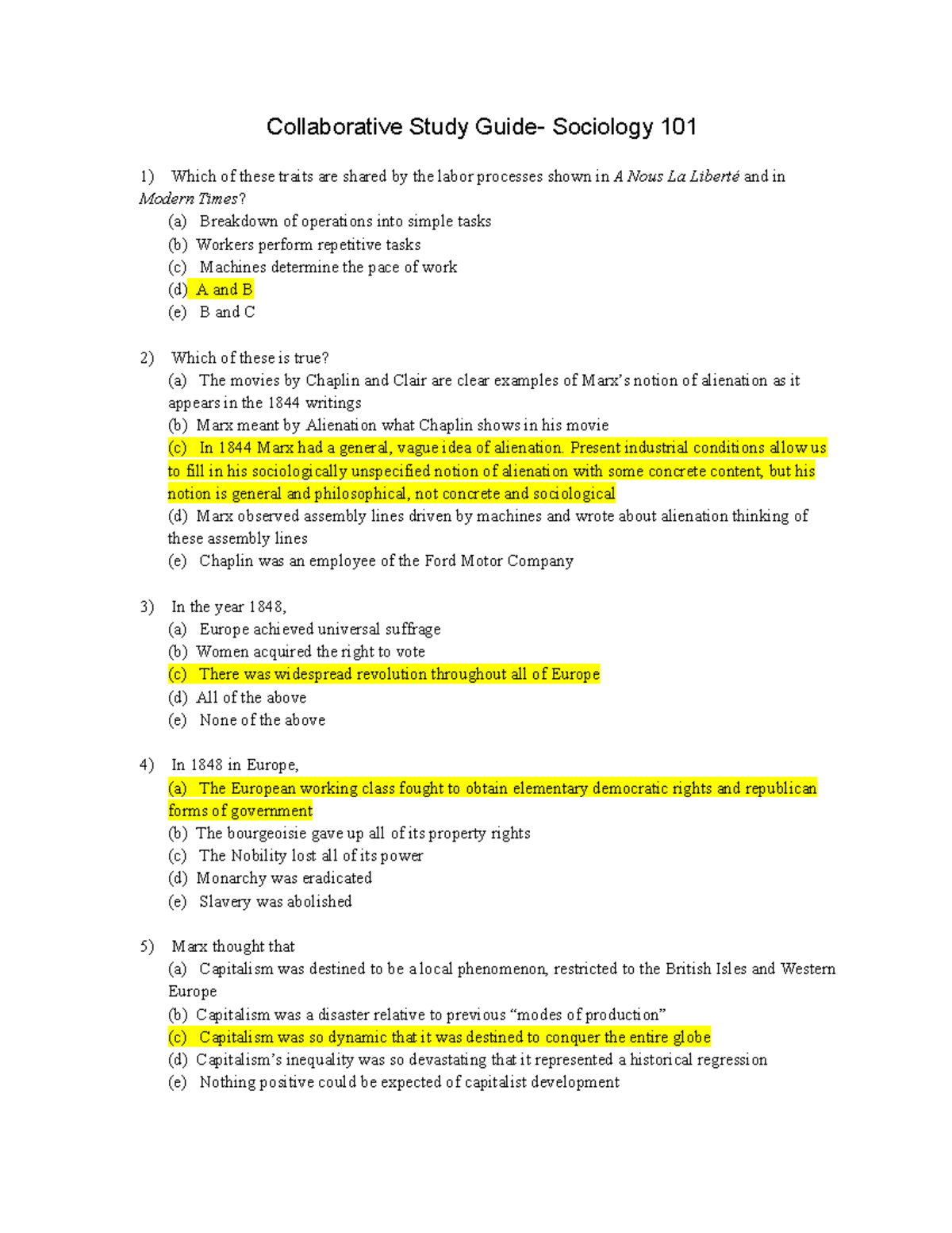 SOC 2010 - Collaborative Study Guide for Sociology 101 Exam - Studocu