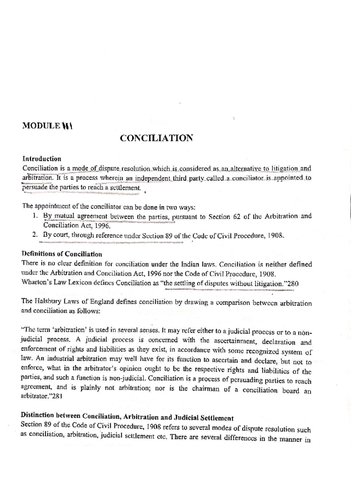 Unit 3: Conciliation - Understanding Dispute Resolution Methods - Studocu