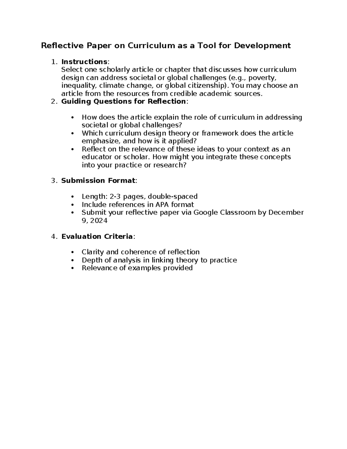 Reflective Paper on Curriculum & Societal Challenges: A Guide - Studocu
