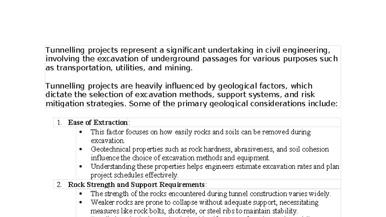 Geological Considerations in Tunnelling Projects: A Comprehensive ...